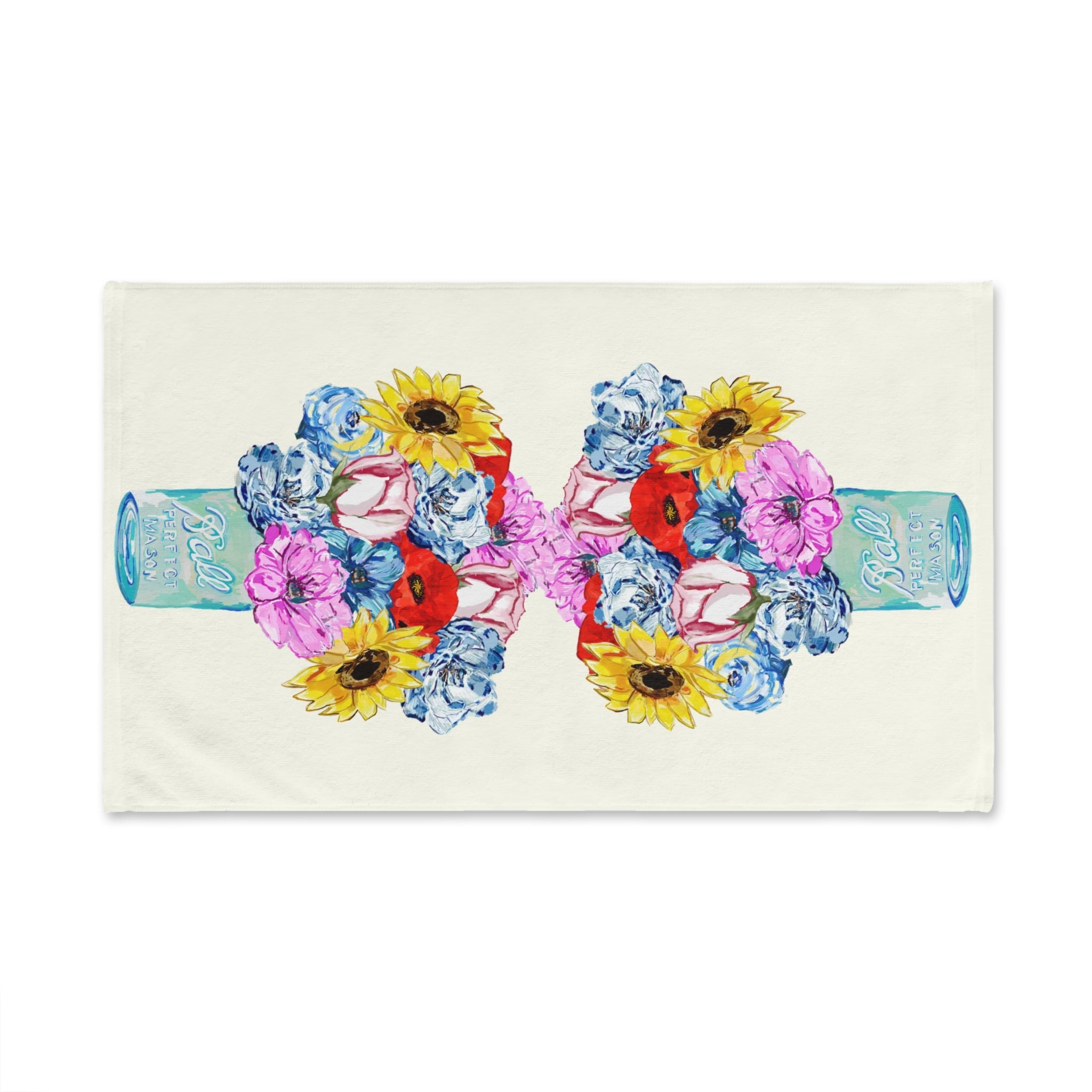Spring Floral Cotton Hand Towel - Blue Cava
