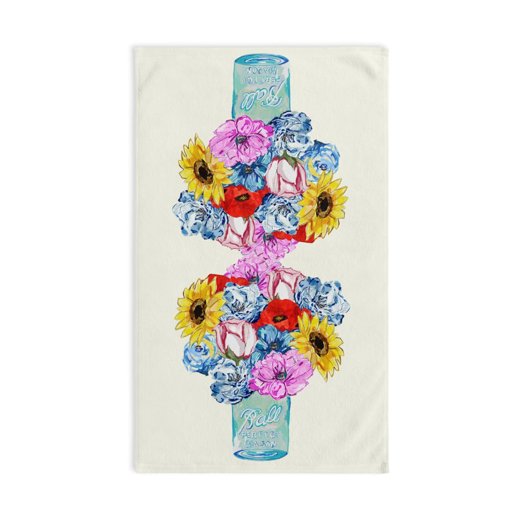 Spring Floral Cotton Hand Towel - Blue Cava