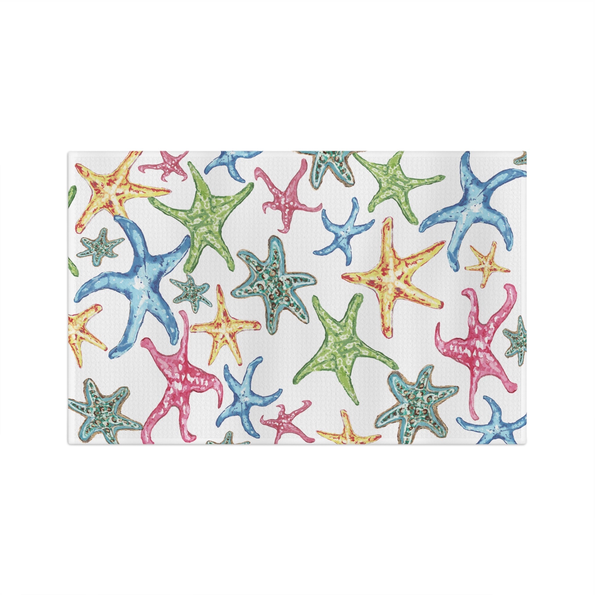 Starfish Microfiber Waffle Kitchen Towel - Coastal - Blue Cava