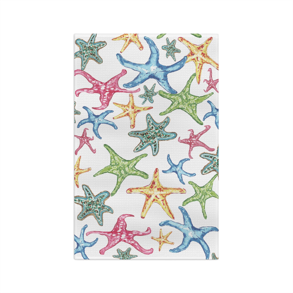 Starfish Microfiber Waffle Kitchen Towel - Coastal - Blue Cava