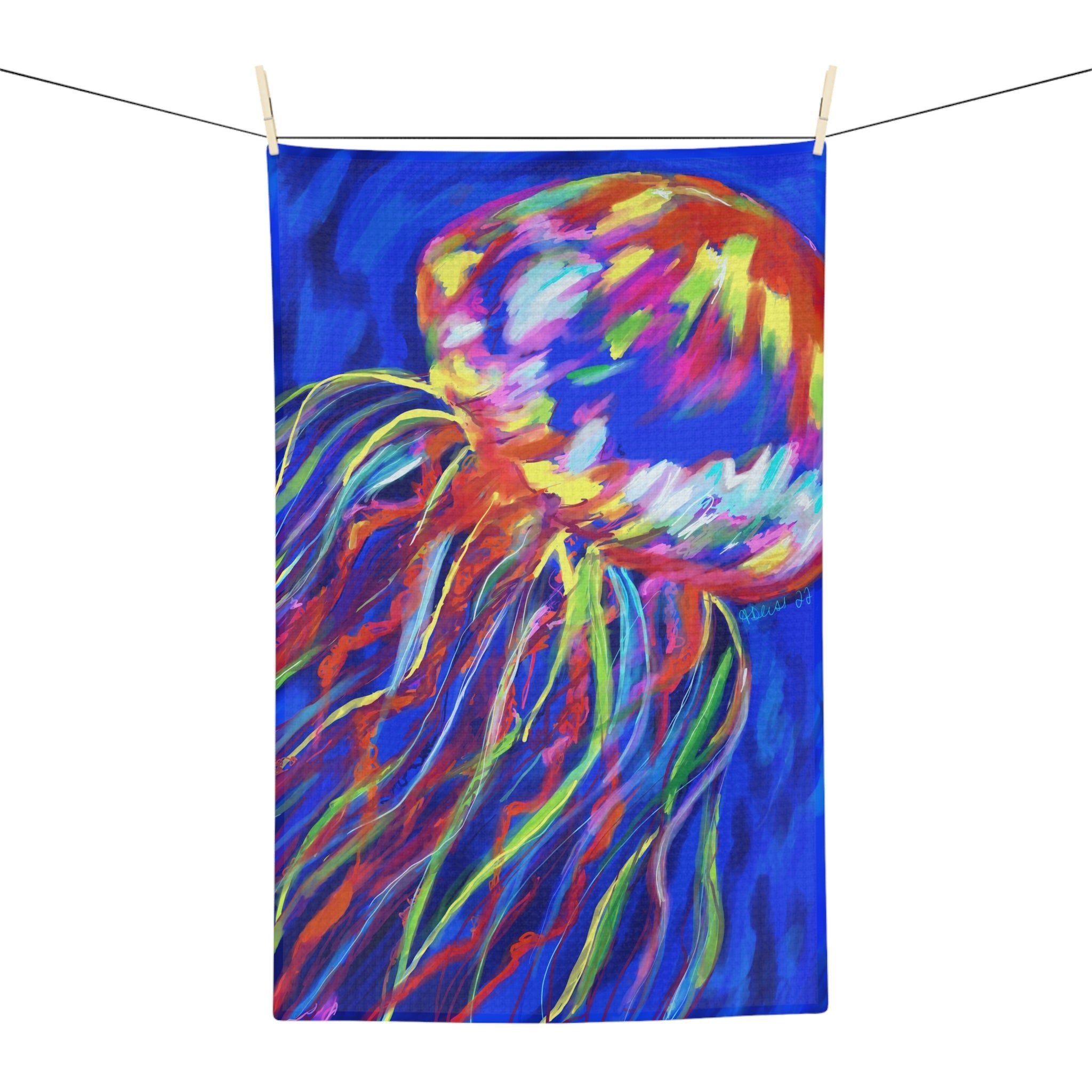 Stringer Jellyfish Microfiber Waffle Kitchen Towel - Blue Cava