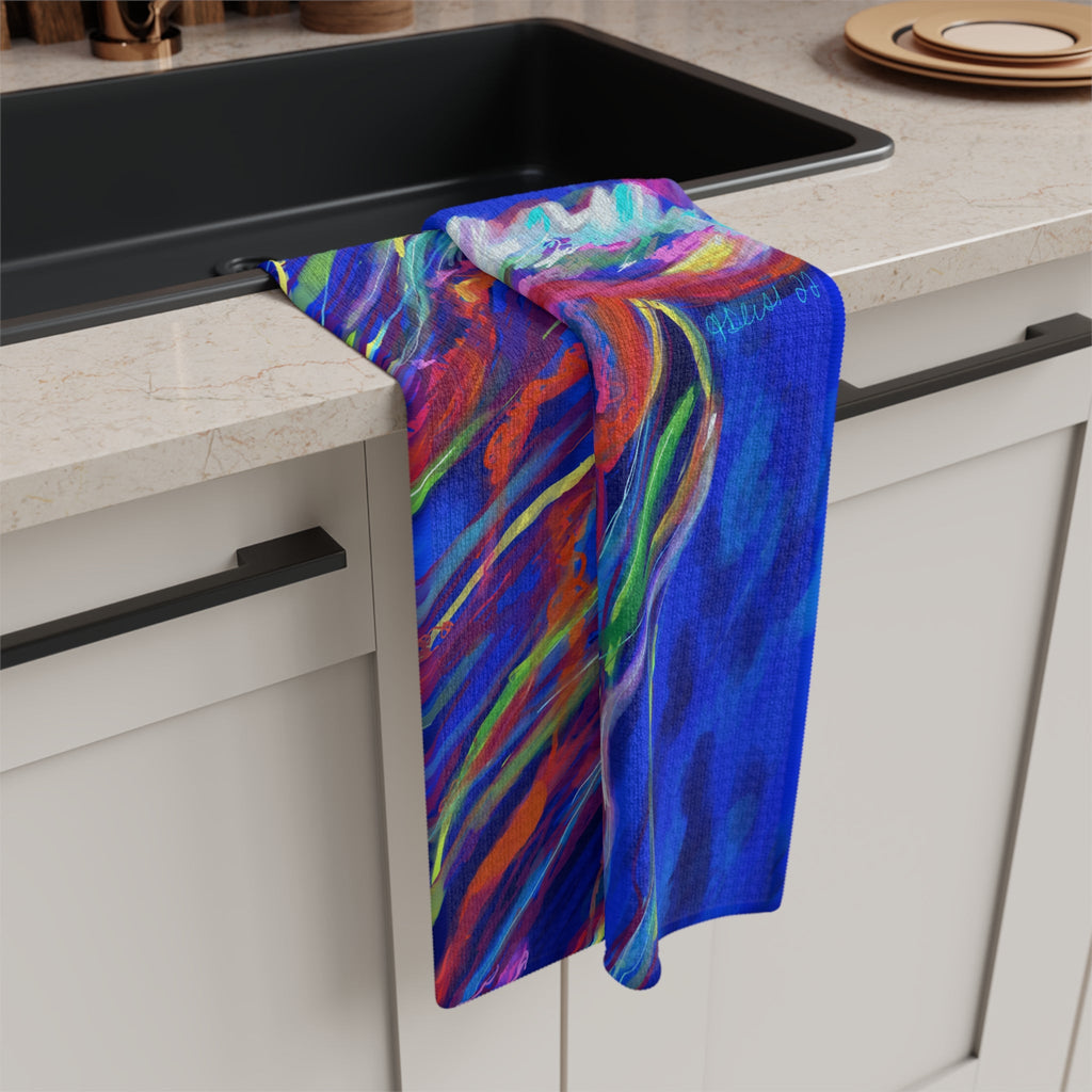 Stringer Jellyfish Microfiber Waffle Kitchen Towel - Blue Cava