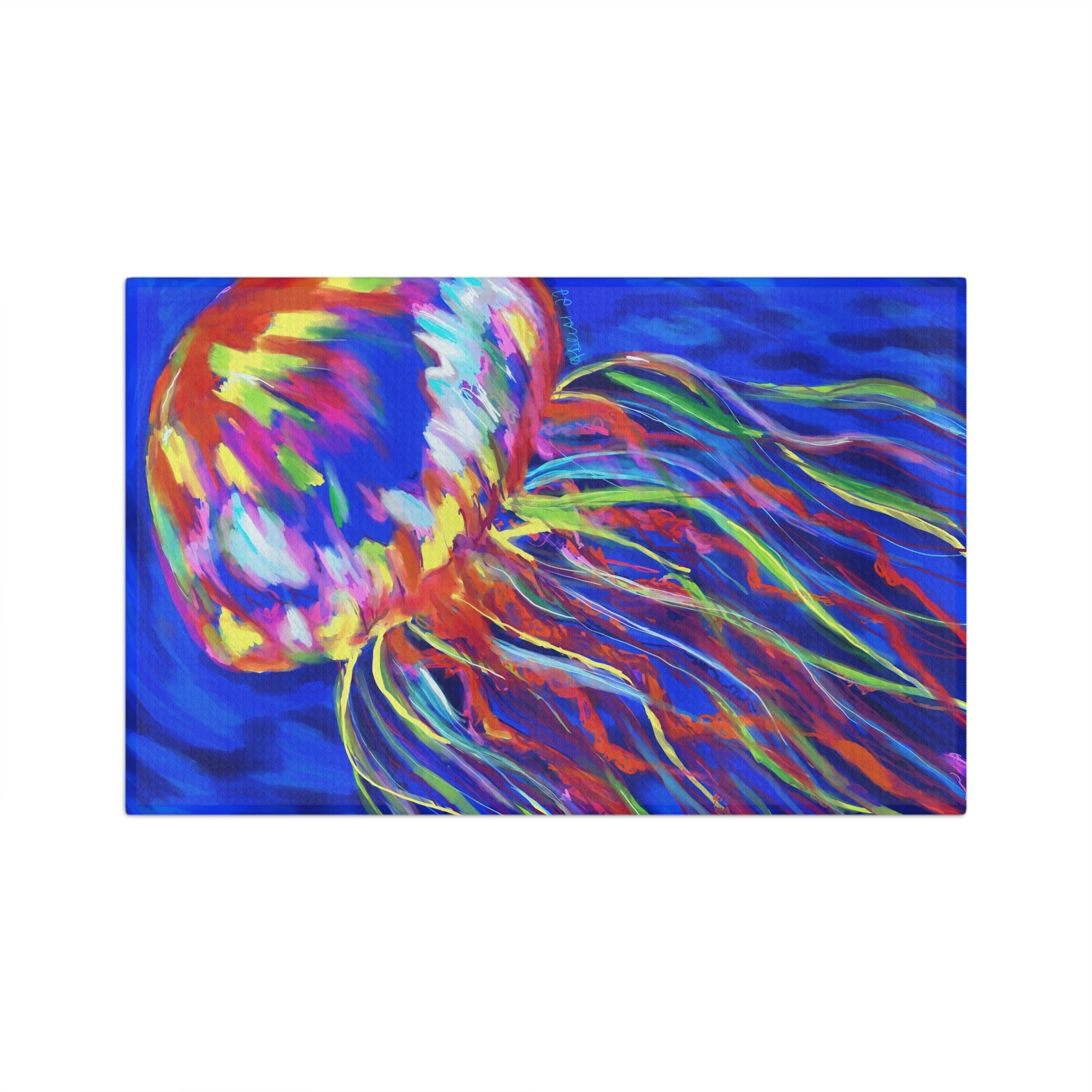 Stringer Jellyfish Microfiber Waffle Kitchen Towel - Blue Cava