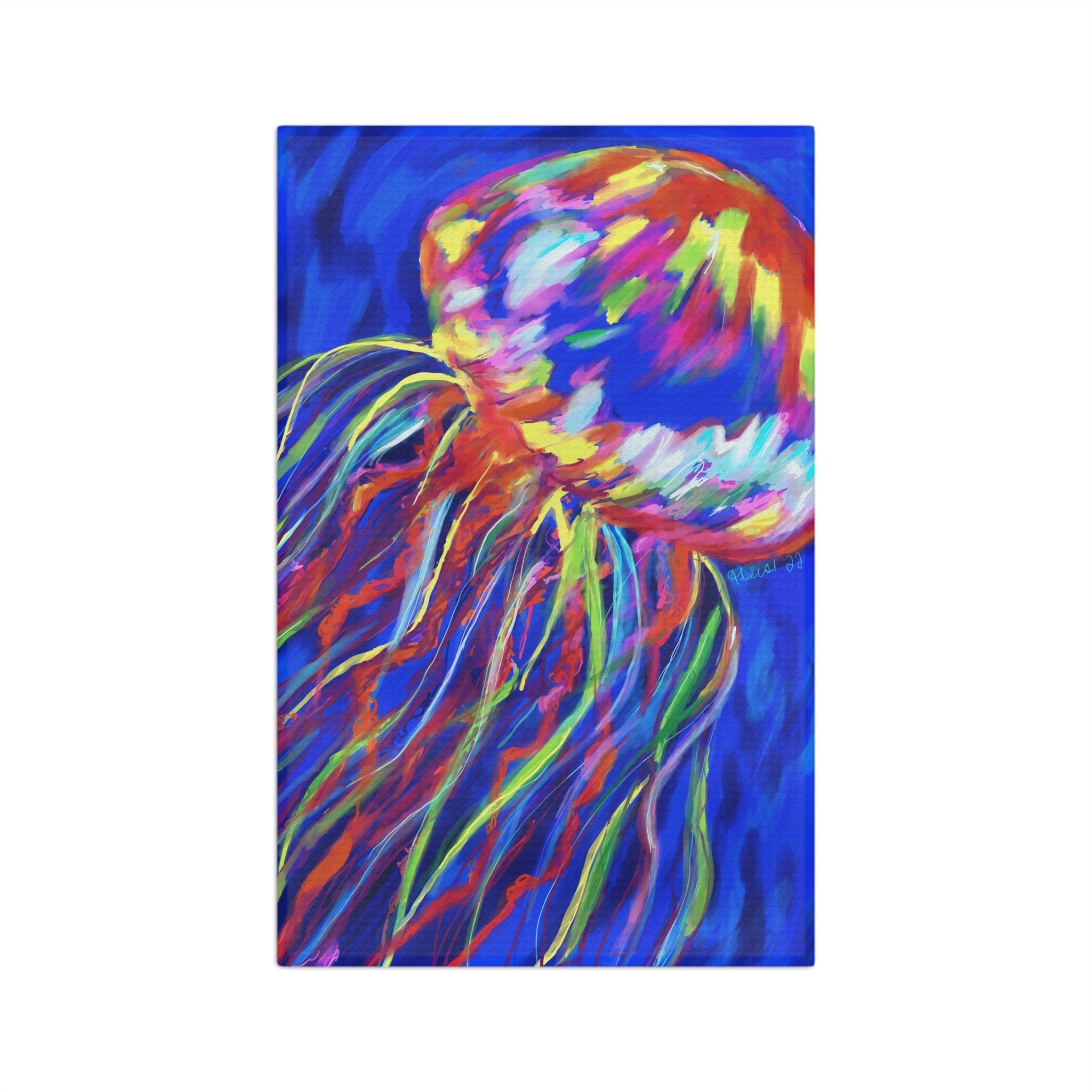 Stringer Jellyfish Microfiber Waffle Kitchen Towel - Blue Cava