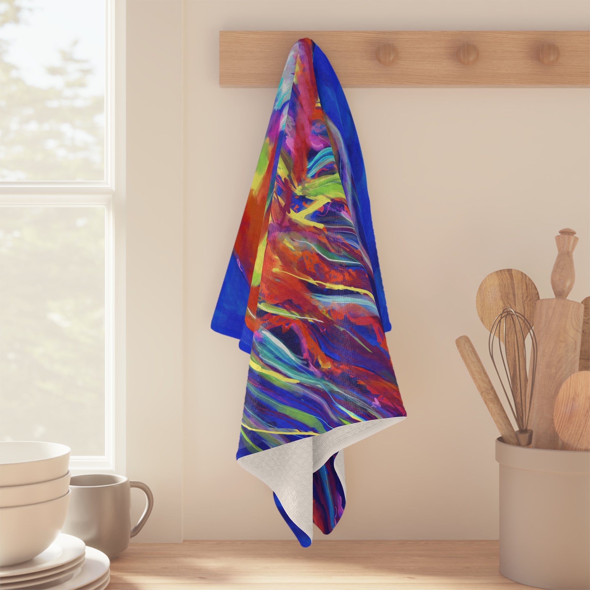Stringer Jellyfish Microfiber Waffle Kitchen Towel - Blue Cava