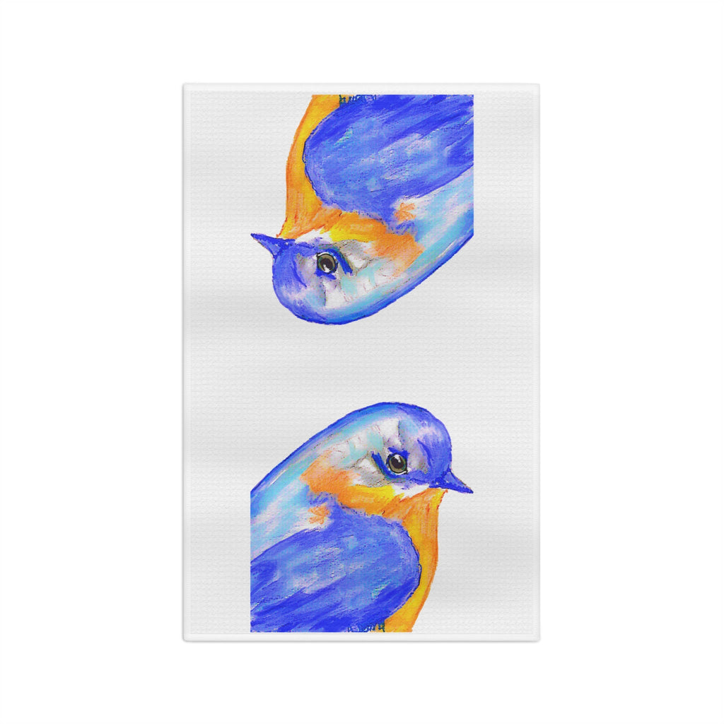 Summer Bird Microfiber Waffle Kitchen Towel - Blue Cava