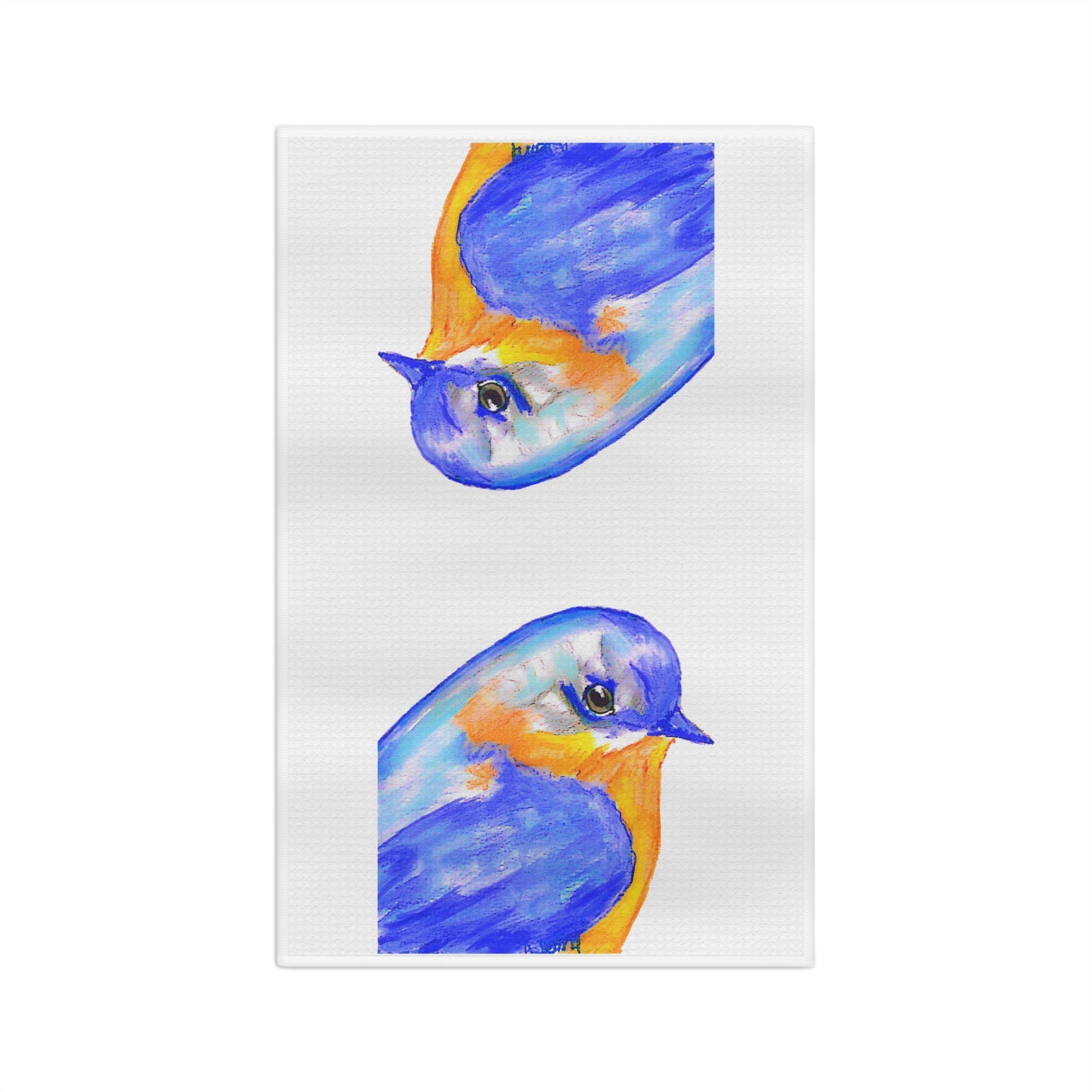 Summer Bird Microfiber Waffle Kitchen Towel - Blue Cava