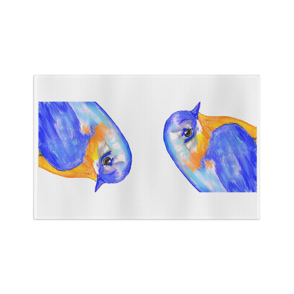 Summer Bird Microfiber Waffle Kitchen Towel - Blue Cava