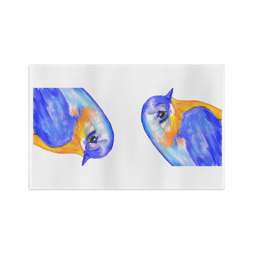 Summer Bird Microfiber Waffle Kitchen Towel - Blue Cava