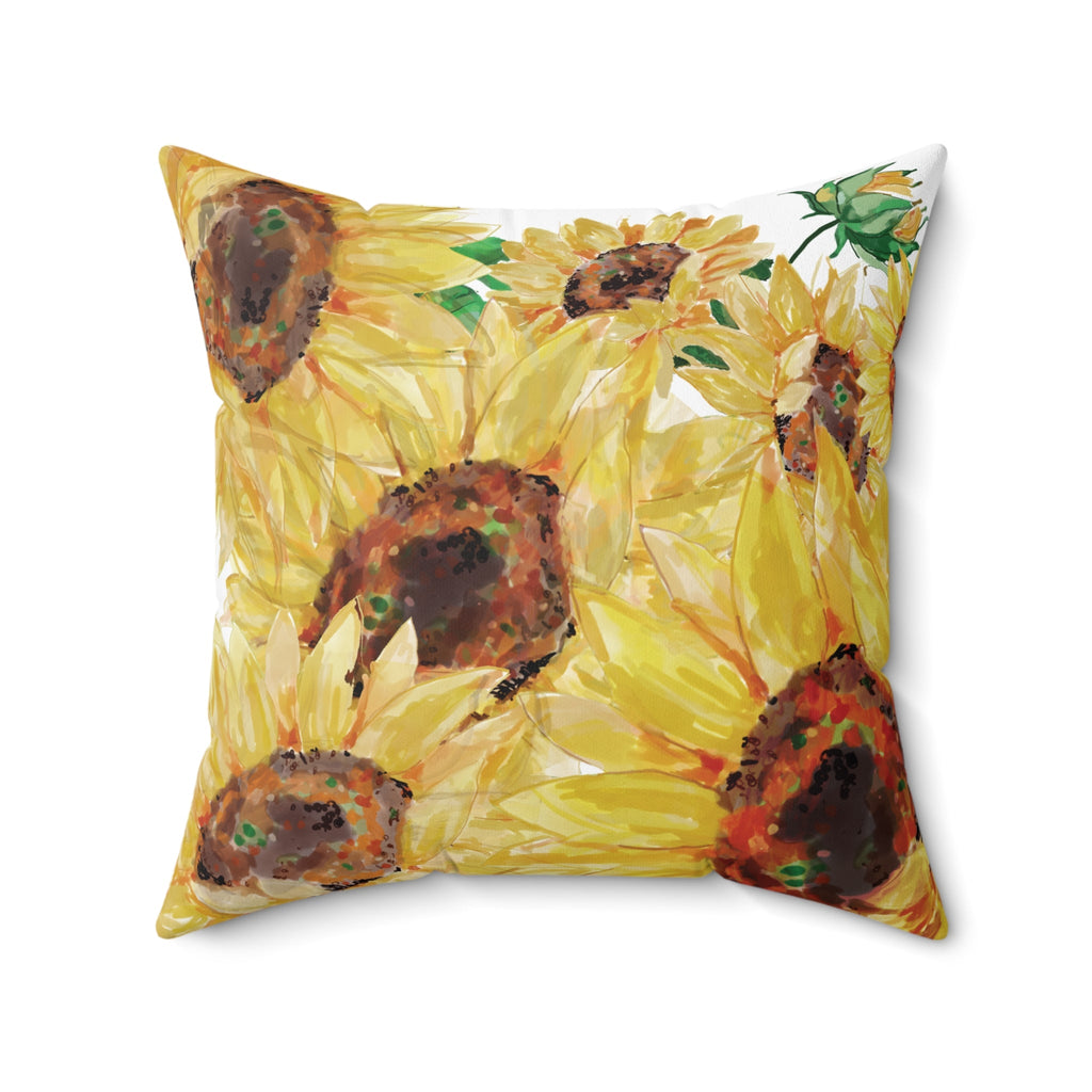 Sunflower Decorative Throw Pillow - Floral Home Decor - Blue Cava
