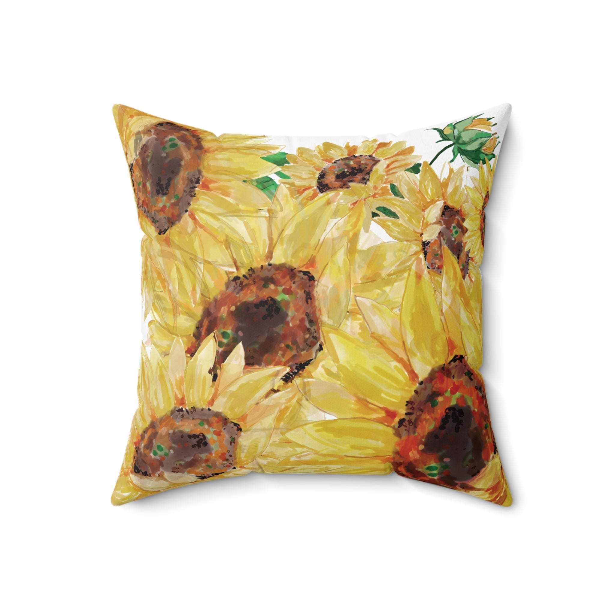 Sunflower Decorative Throw Pillow - Floral Home Decor - Blue Cava