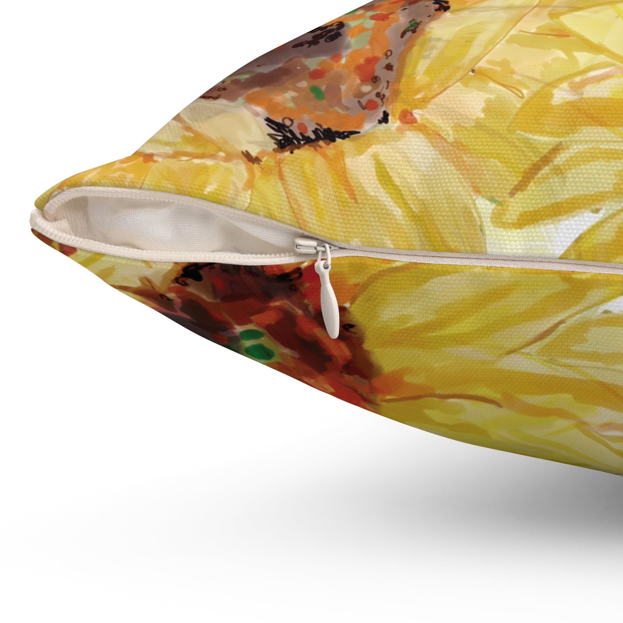 Sunflower Decorative Throw Pillow - Floral Home Decor - Blue Cava