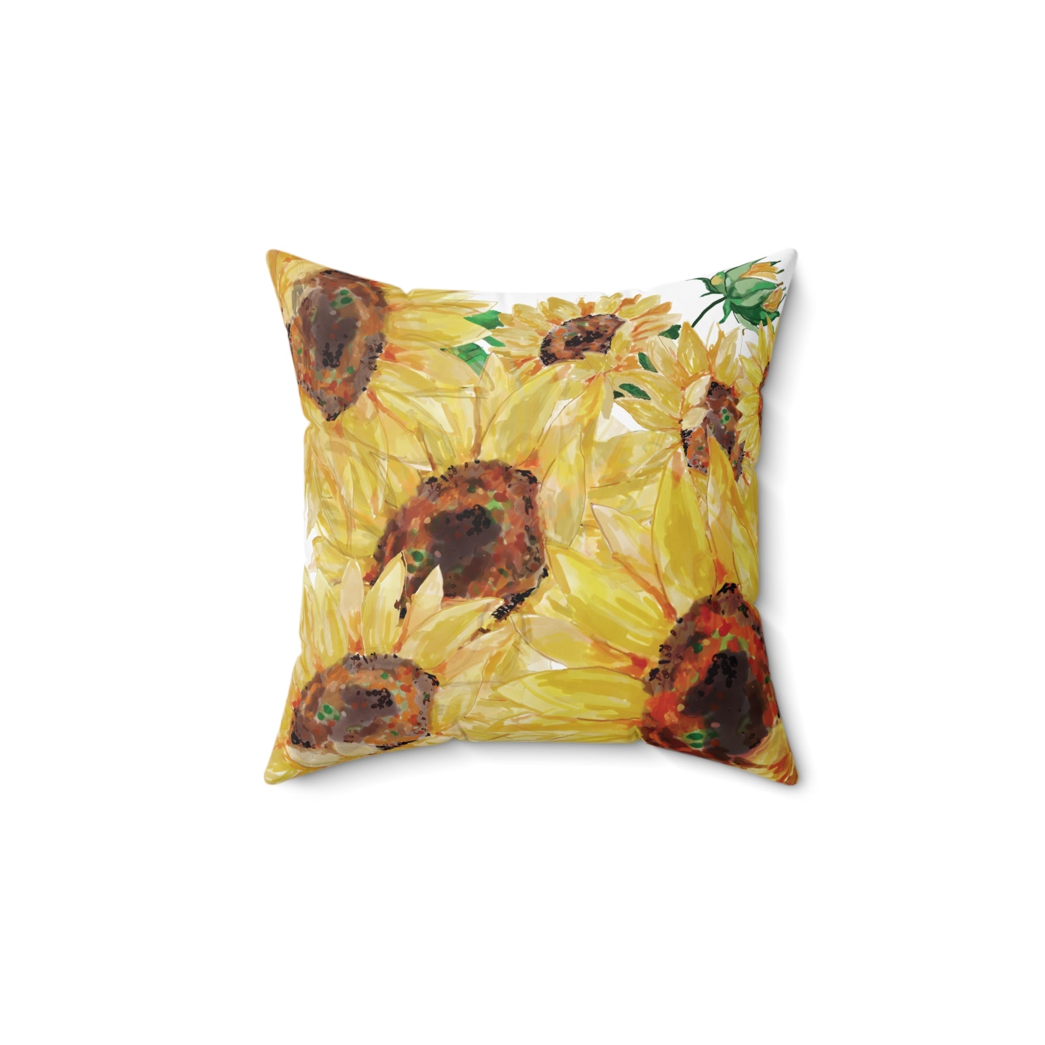 Sunflower Decorative Throw Pillow - Floral Home Decor - Blue Cava
