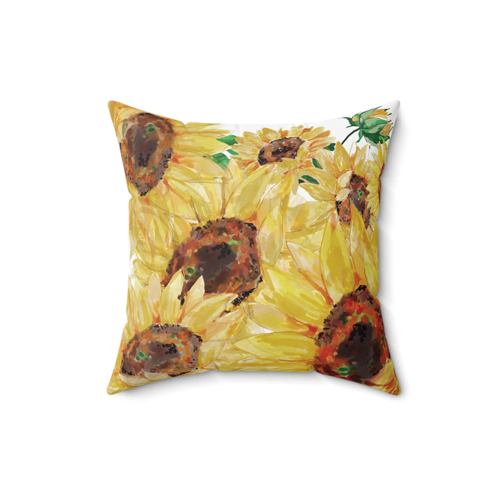 Sunflower Decorative Throw Pillow - Floral Home Decor - Blue Cava