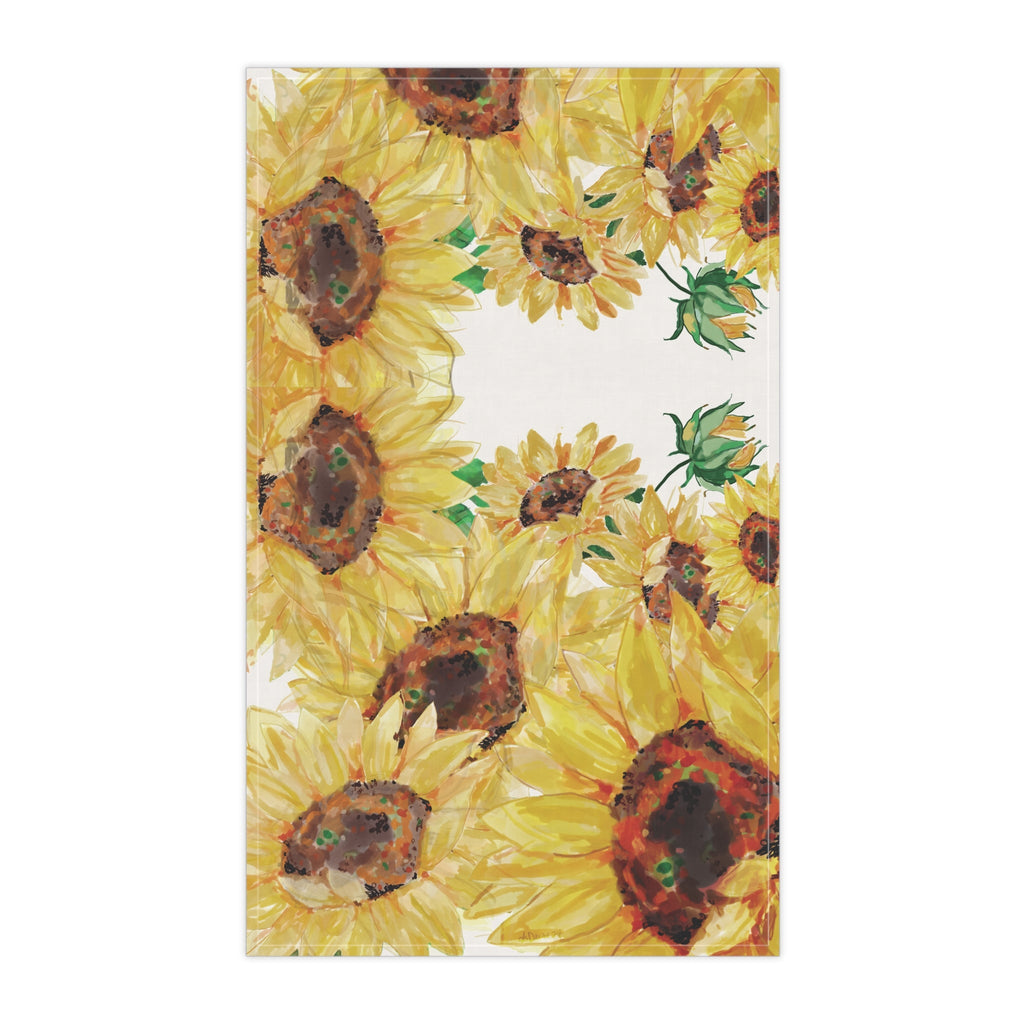 Sunflower Kitchen Tea Towels - Floral Decor - Blue Cava