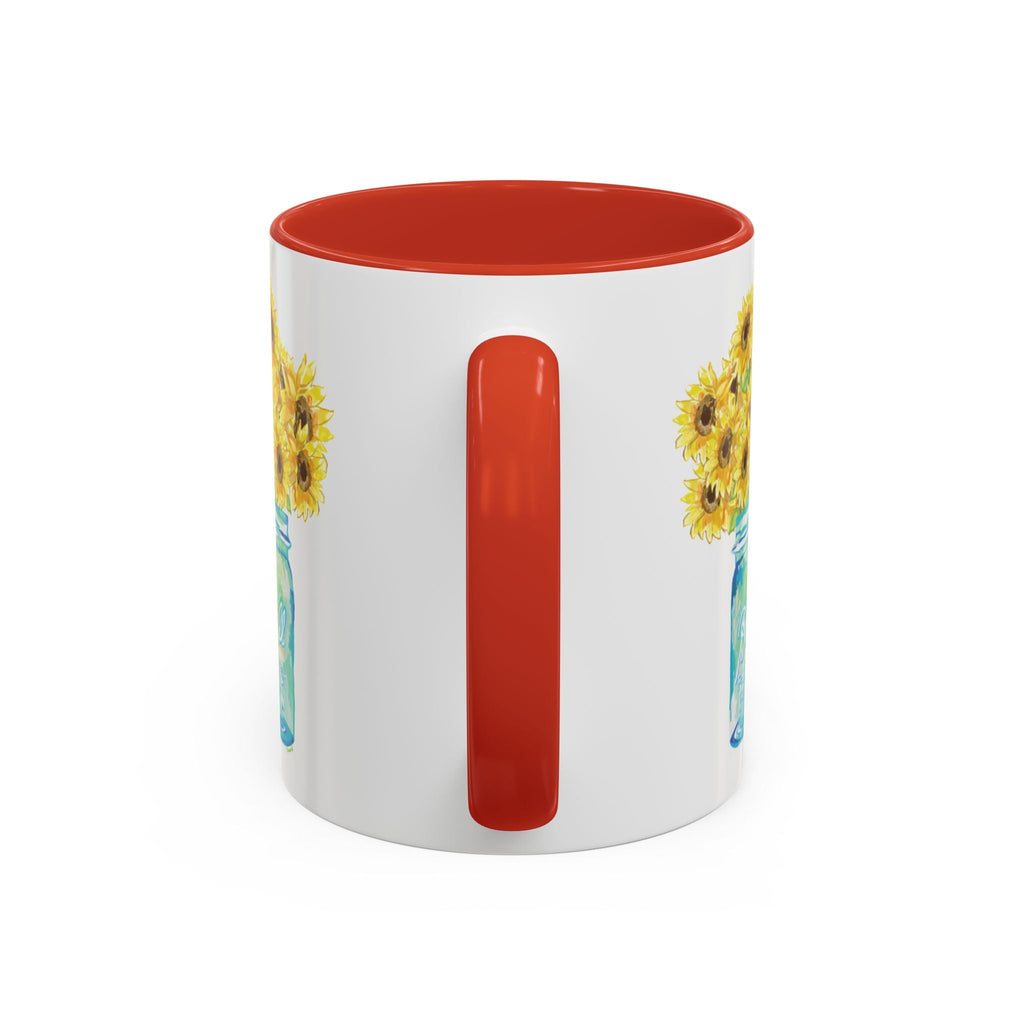 Sunflower Mason Jar Two Tone Ceramic Coffee Mugs - Blue Cava