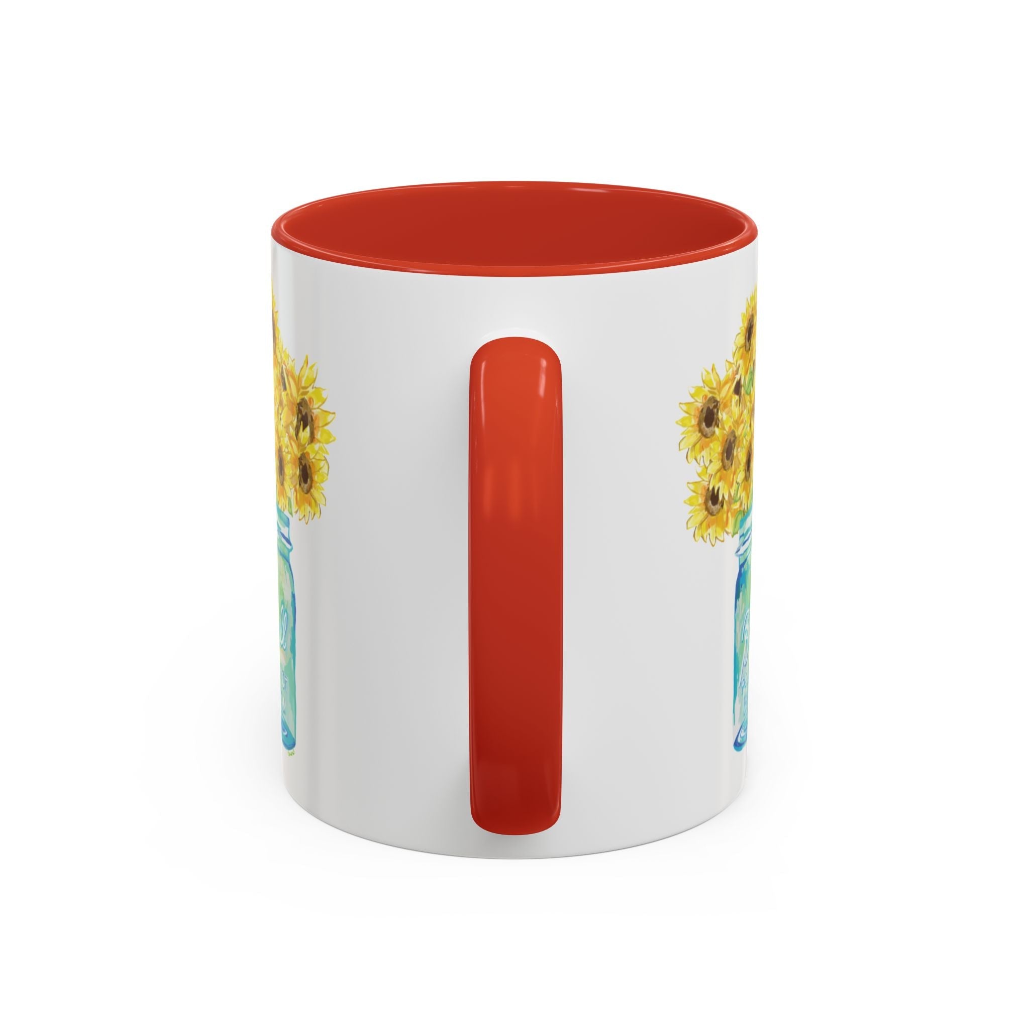 Sunflower Mason Jar Two Tone Ceramic Coffee Mugs - Blue Cava
