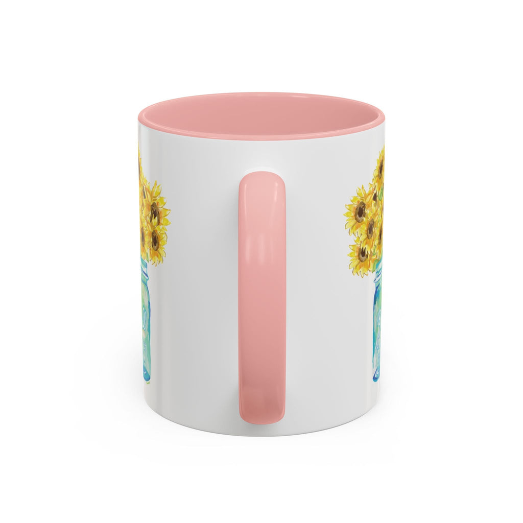 Sunflower Mason Jar Two Tone Ceramic Coffee Mugs - Blue Cava