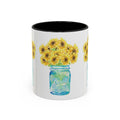 Sunflower Mason Jar Two Tone Ceramic Coffee Mugs - Blue Cava
