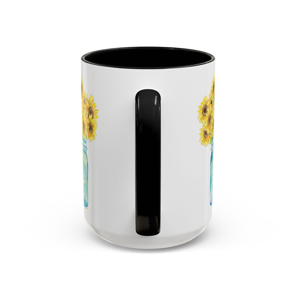 Sunflower Mason Jar Two Tone Ceramic Coffee Mugs - Blue Cava