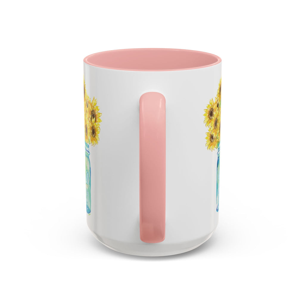 Sunflower Mason Jar Two Tone Ceramic Coffee Mugs - Blue Cava