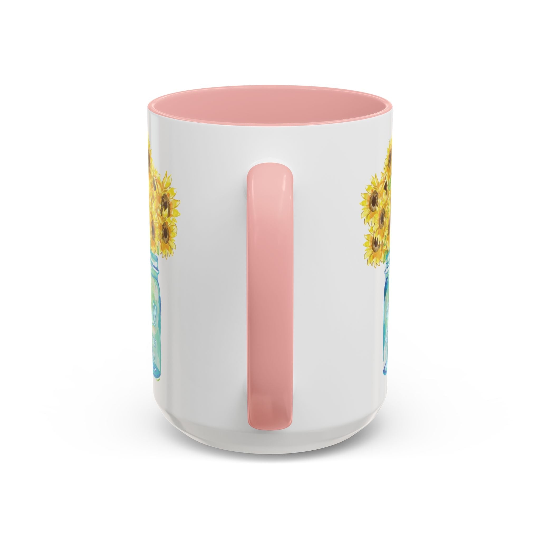 Sunflower Mason Jar Two Tone Ceramic Coffee Mugs - Blue Cava