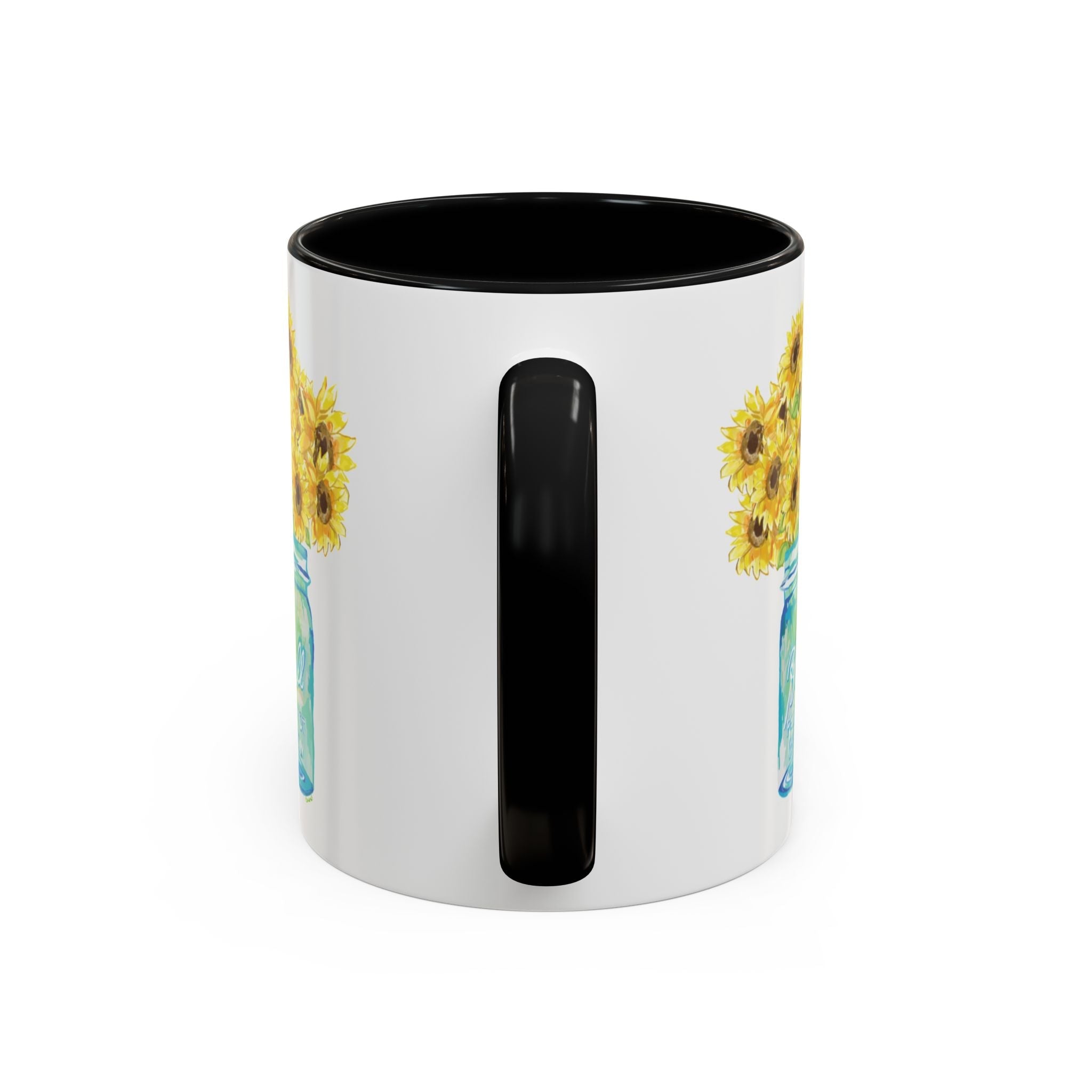Sunflower Mason Jar Two Tone Ceramic Coffee Mugs - Blue Cava