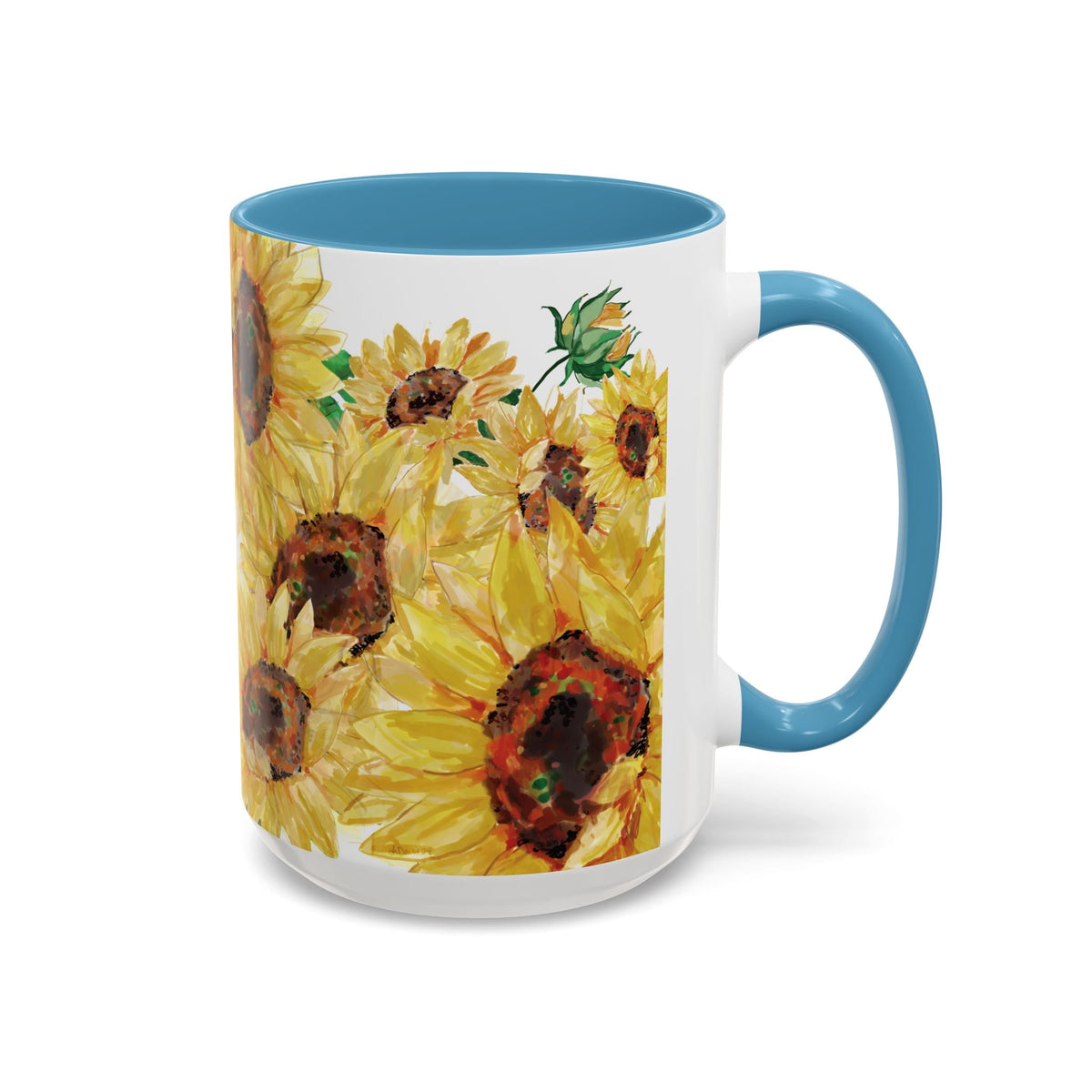 Sunflower Two Tone Ceramic Coffee Mug - Blue Cava