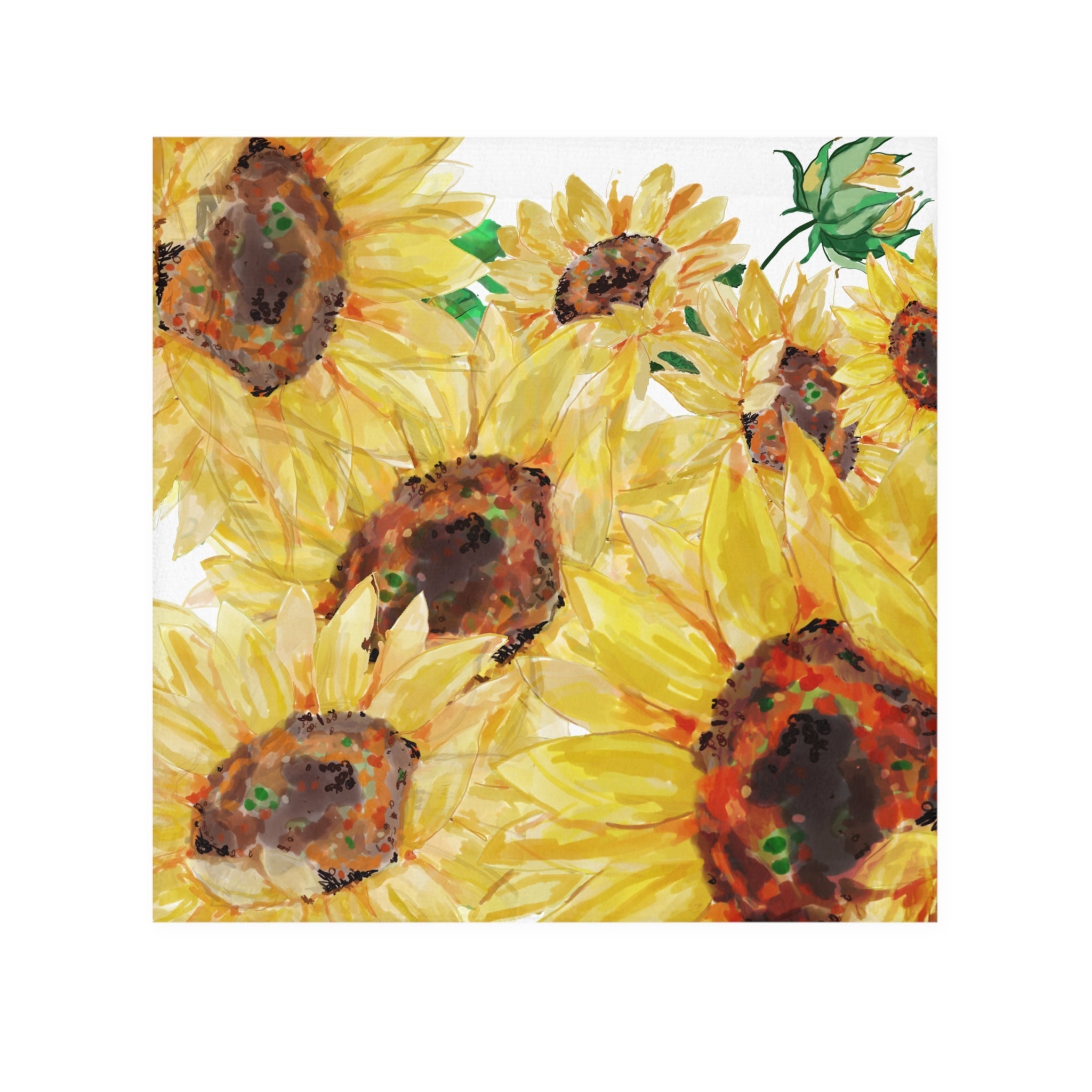 Sunflower Washcloth - Bright Floral Face Towel - Blue Cava