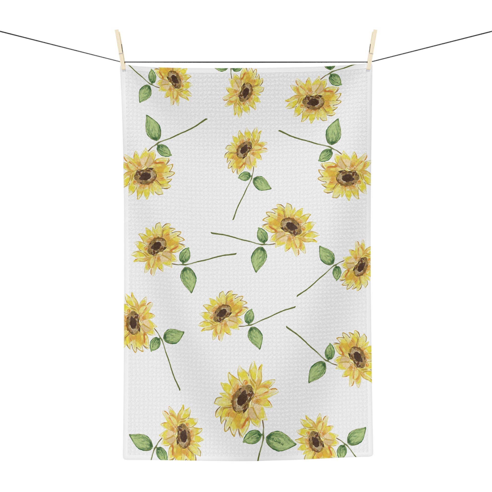 Sunflowers Microfiber Waffle Kitchen Towel - Blue Cava