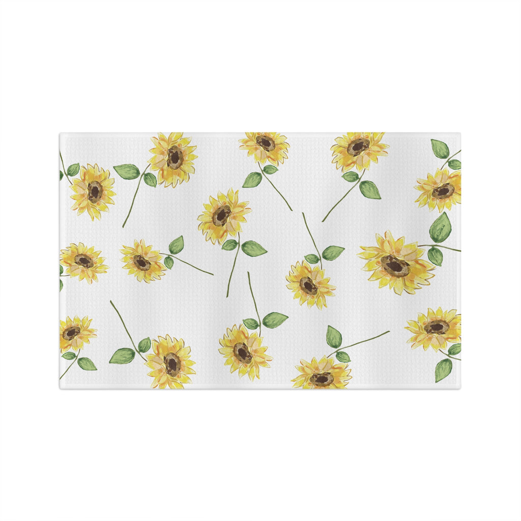 Sunflowers Microfiber Waffle Kitchen Towel - Blue Cava