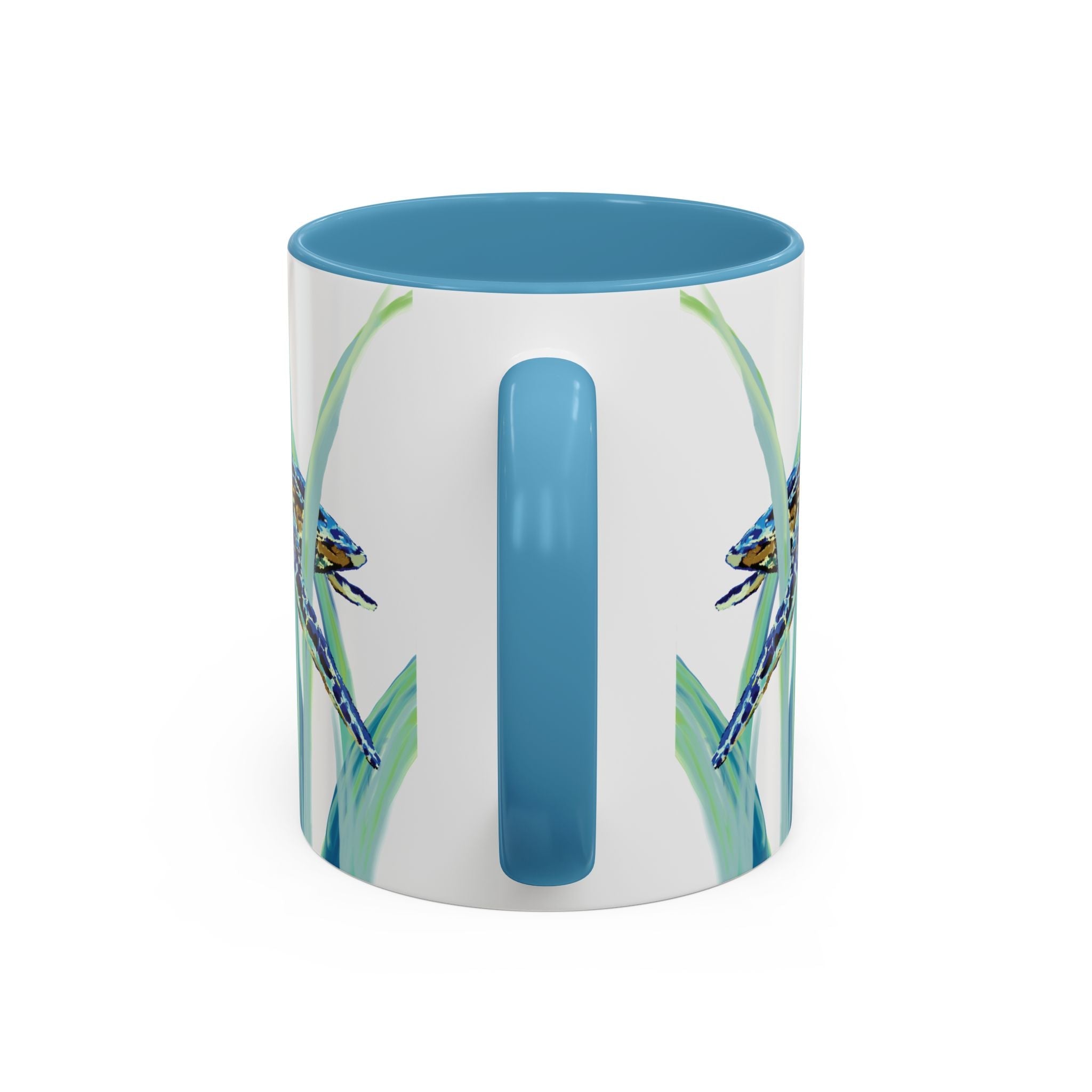 Swimming Sea Turtle Ocean Two - Tone Ceramic Coffee Mugs - Blue Cava