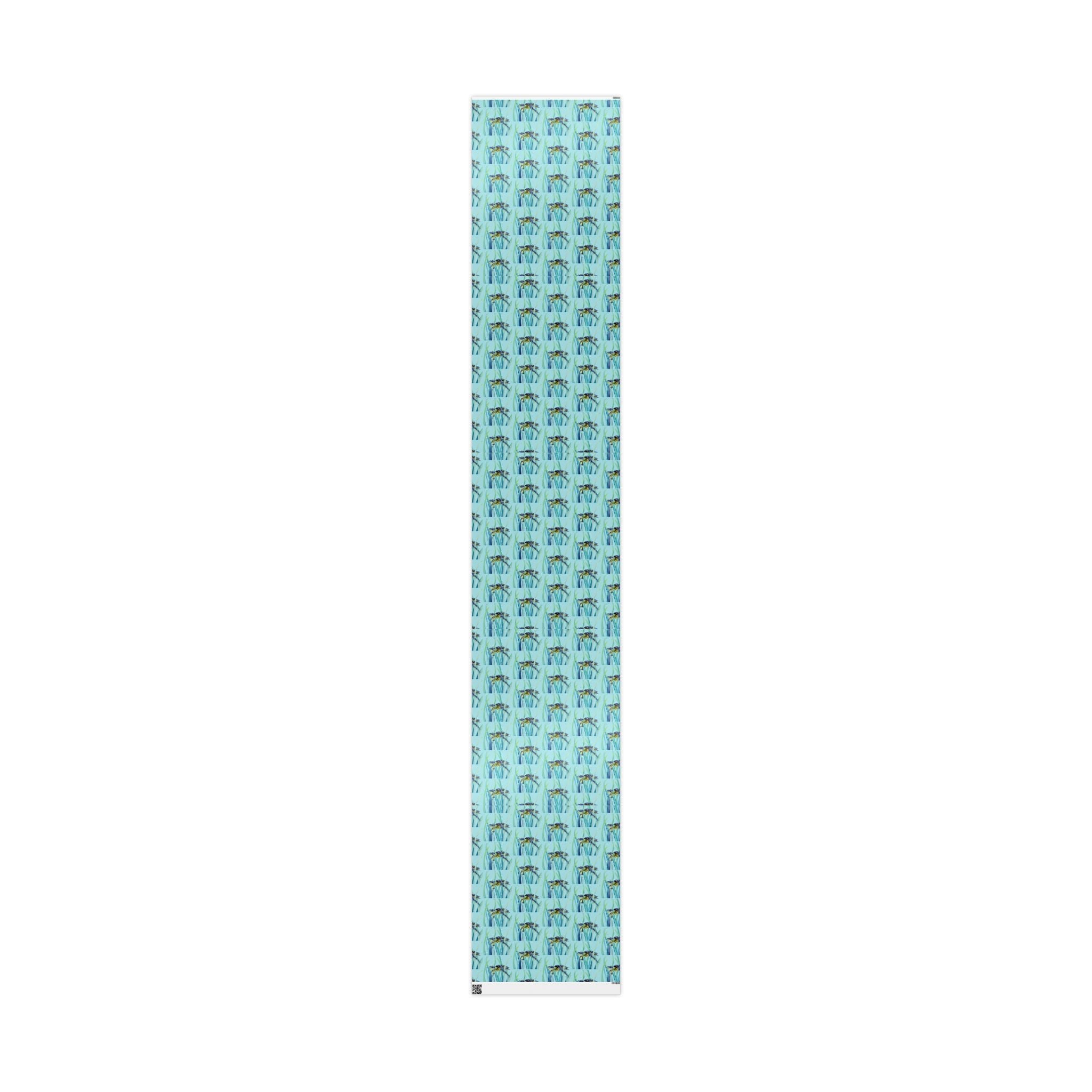 Coastal Swimming Sea Turtle Gift Wrapping Paper in matte or glossy, available in 30 x 36, 30 x 72 or 30 x 180