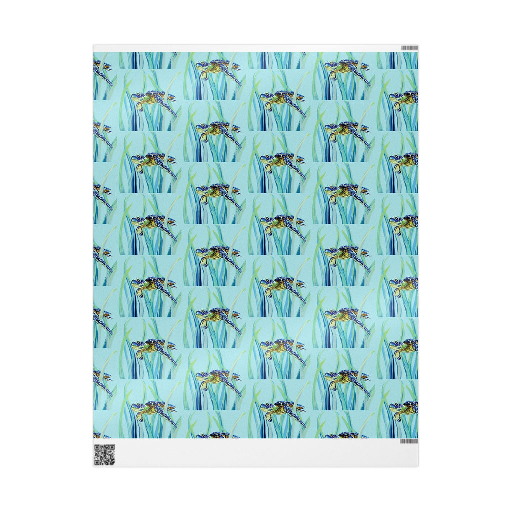 Coastal Swimming Sea Turtle Gift Wrapping Paper in matte or glossy, available in 30 x 36, 30 x 72 or 30 x 180