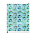 Coastal Swimming Sea Turtle Gift Wrapping Paper in matte or glossy, available in 30 x 36, 30 x 72 or 30 x 180