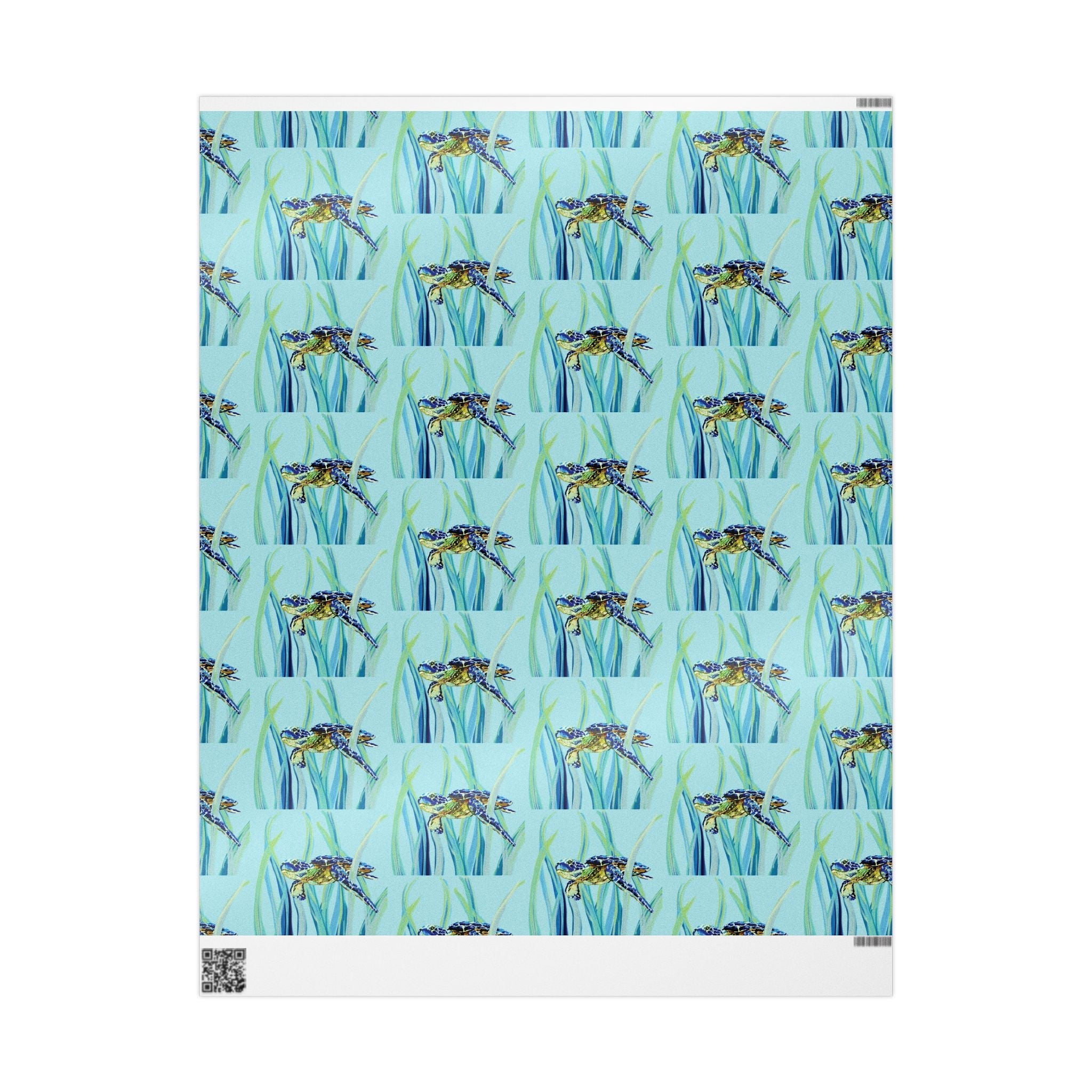 Coastal Swimming Sea Turtle Gift Wrapping Paper in matte or glossy, available in 30 x 36, 30 x 72 or 30 x 180