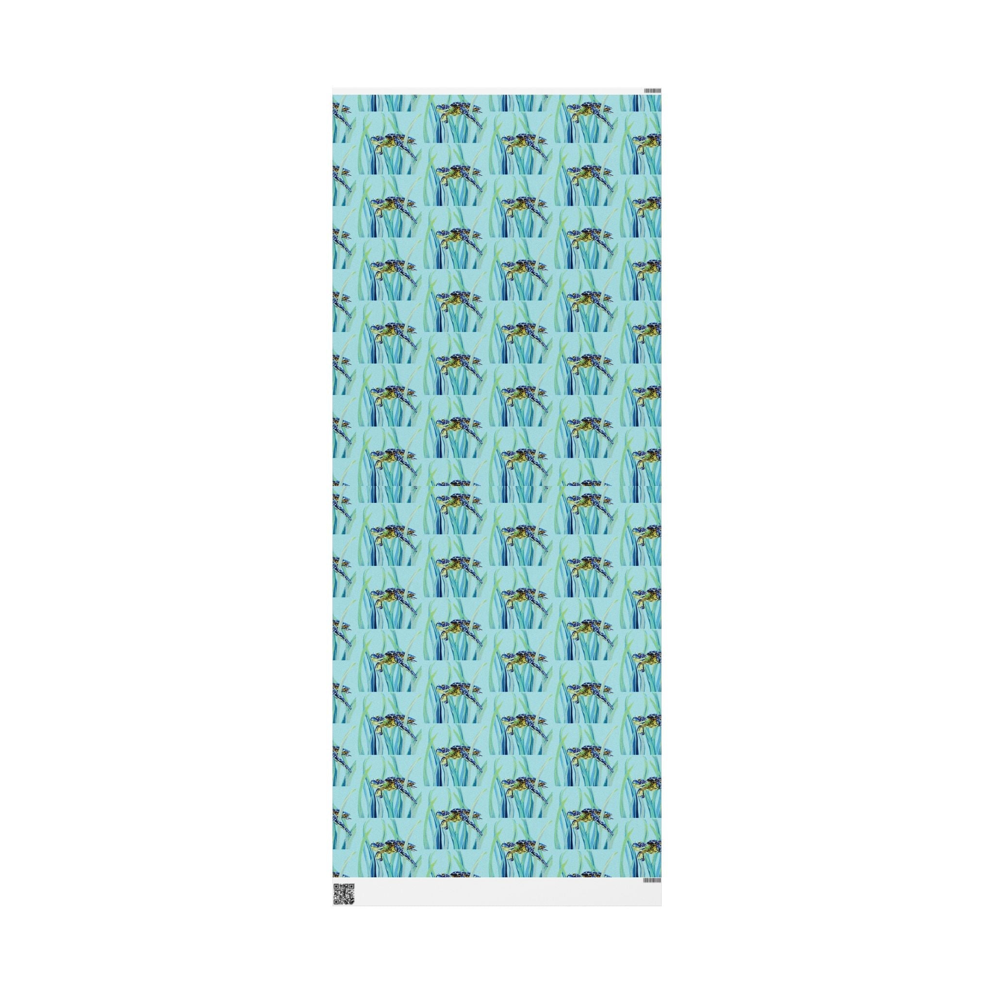 Coastal Swimming Sea Turtle Gift Wrapping Paper in matte or glossy, available in 30 x 36, 30 x 72 or 30 x 180