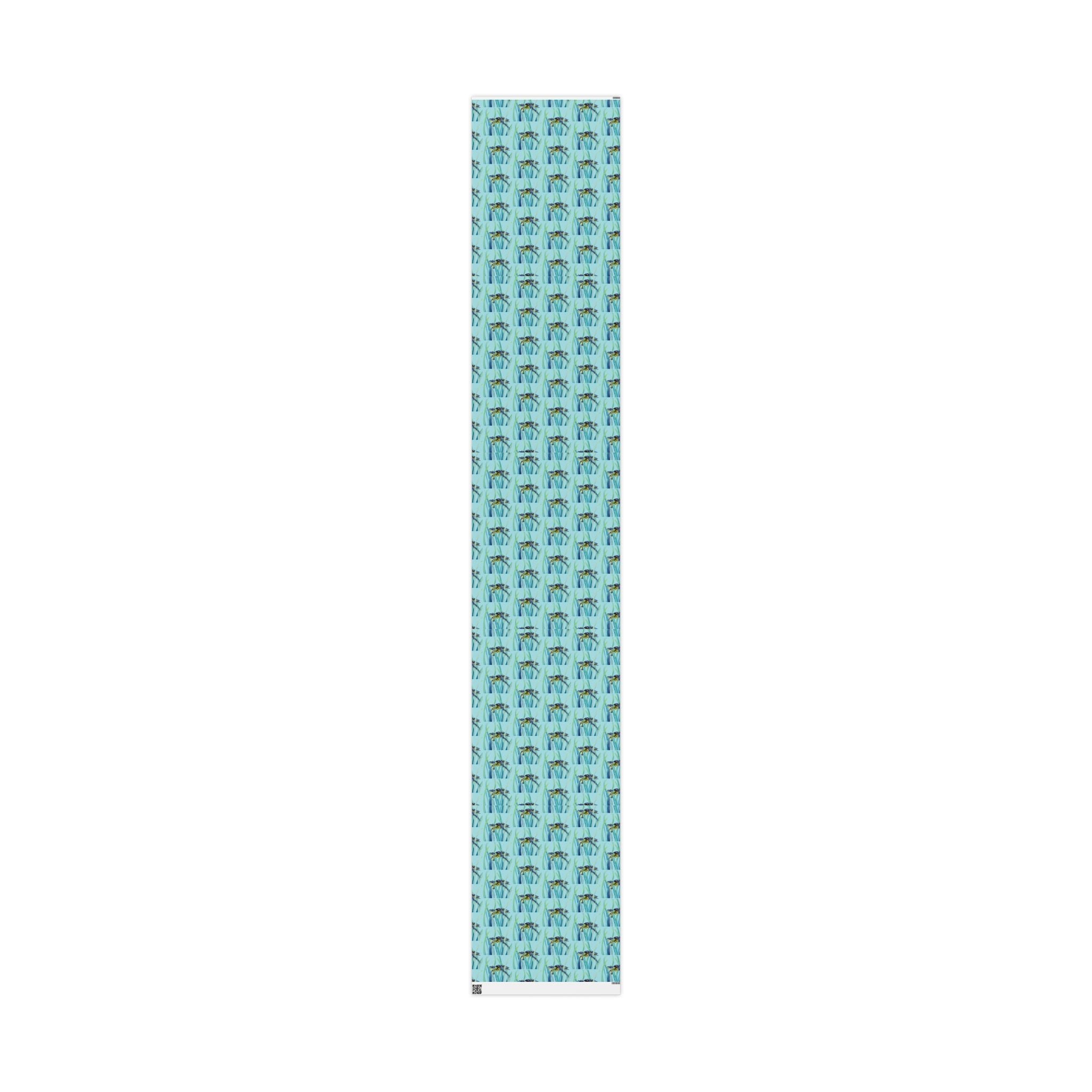 Coastal Swimming Sea Turtle Gift Wrapping Paper in matte or glossy, available in 30 x 36, 30 x 72 or 30 x 180