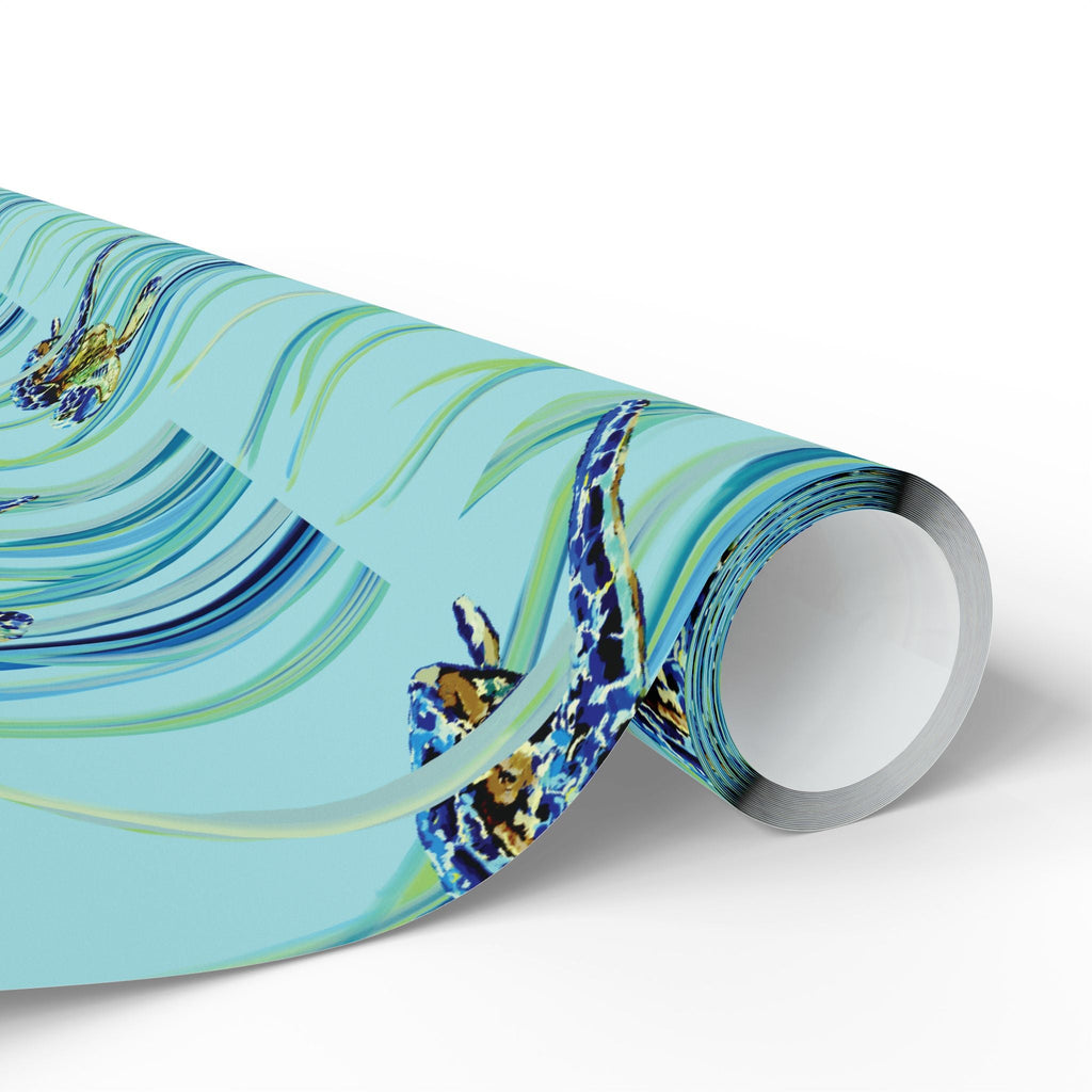 Coastal Swimming Sea Turtle Gift Wrapping Paper in matte or glossy, available in 30 x 36, 30 x 72 or 30 x 180