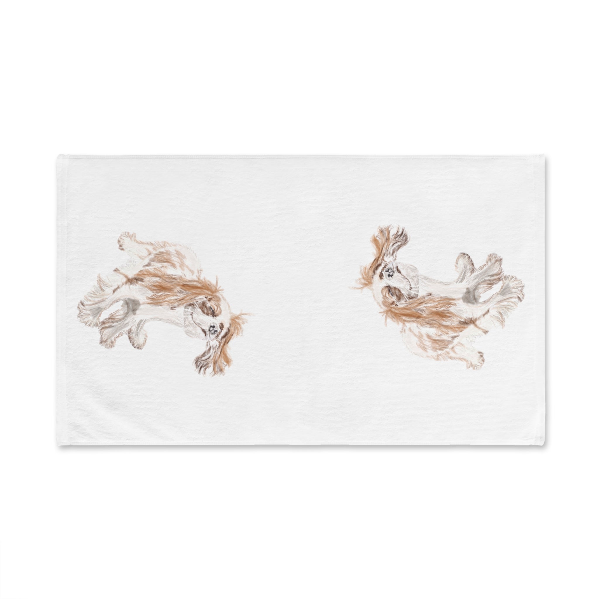 “Teddy” King Charles Puppy Dog Cotton Hand Towel - Blue Cava
