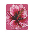 Tropical Floral Hibiscus Fleece Sherpa Blanket - Blue Cava