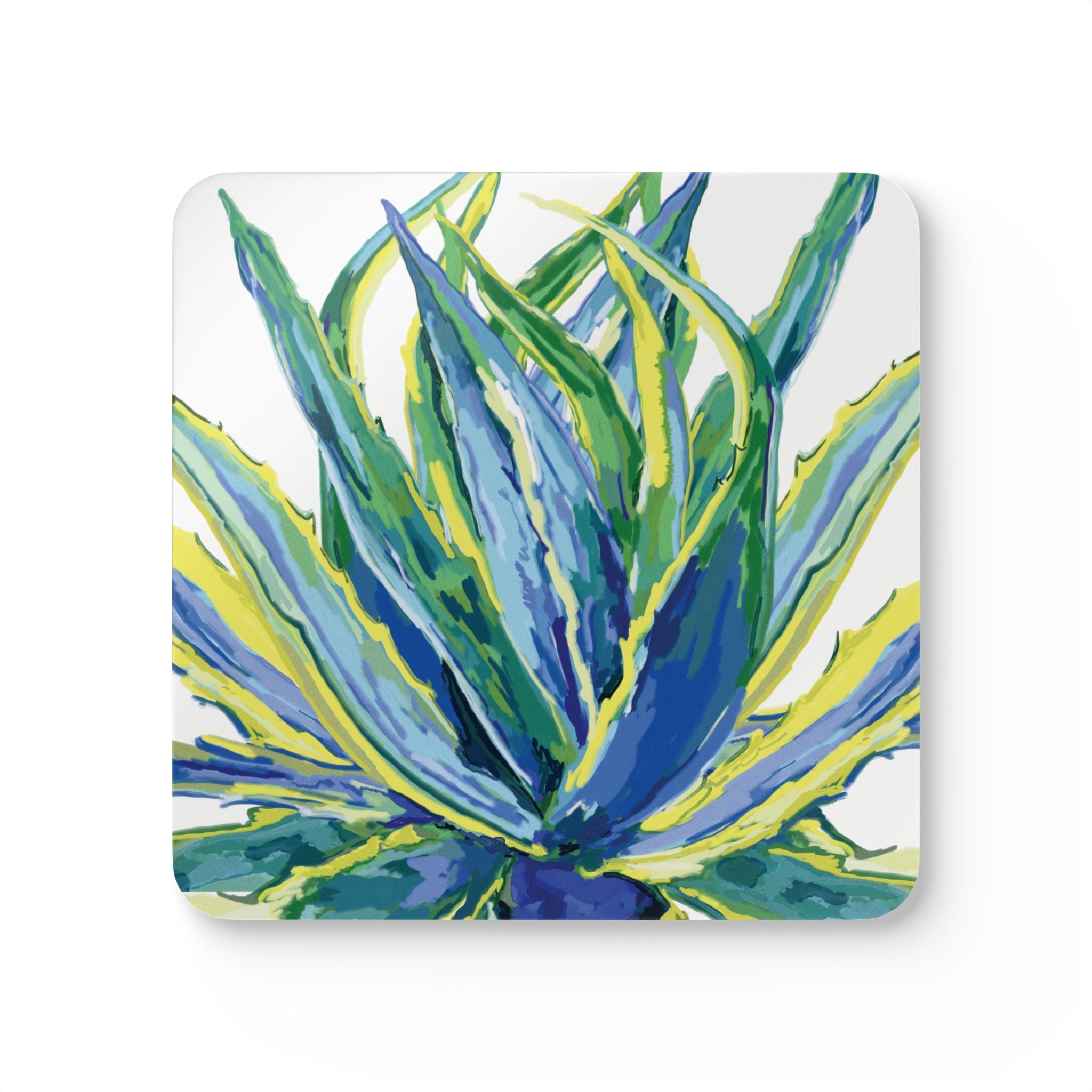 Vibrant Botanical Corkwood Coaster Set – Eco - Friendly Drink Protectors for Home & Events - Blue Cava