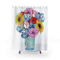 Vibrant Floral Shower Curtain - Perfect for Brightening Bathrooms and Special Occasions - Blue Cava