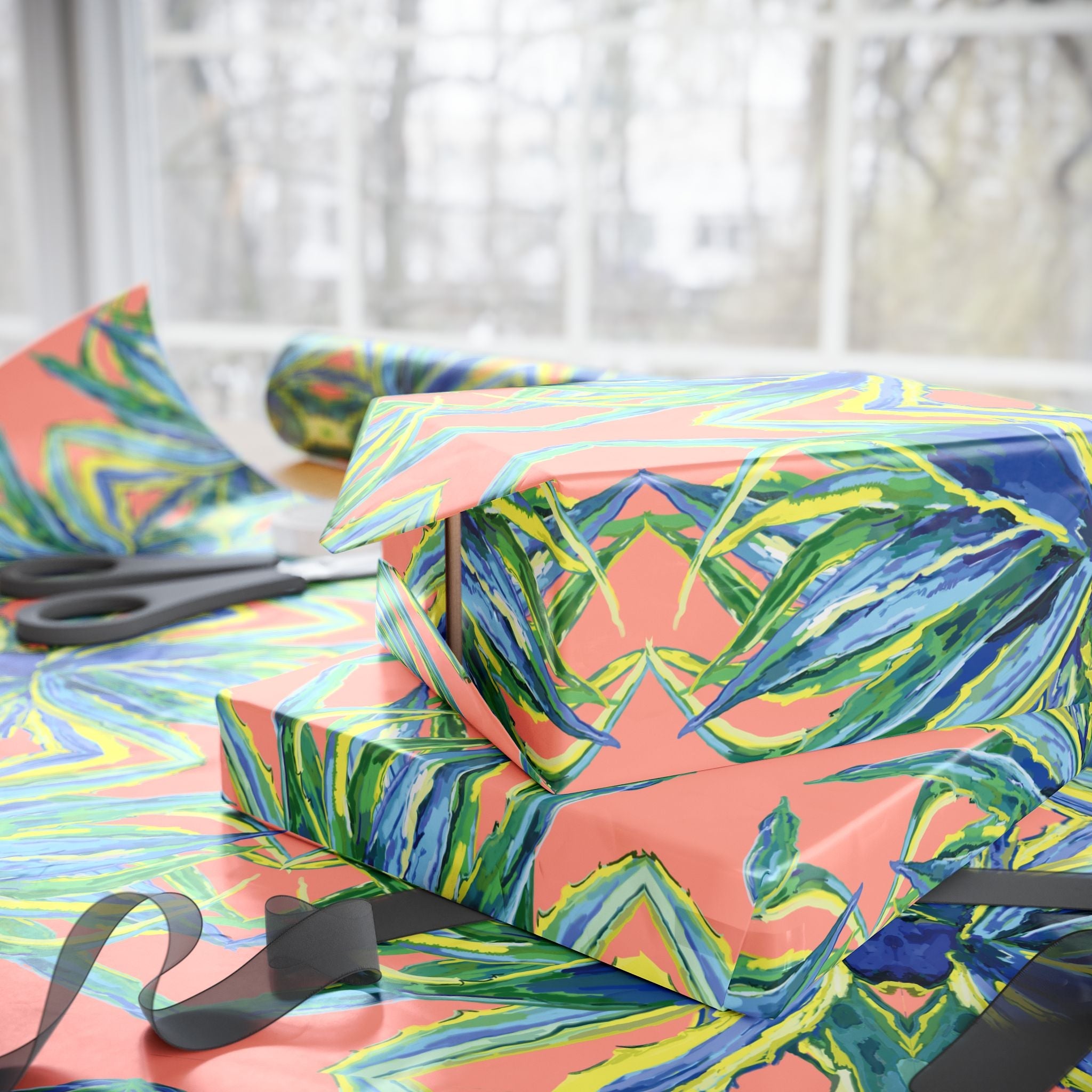 Vibrant Floral Gift Wrapping Paper - Eco-Friendly. Available in matte or glossy, 30 x 36, 30 x 72 and 30 x 180