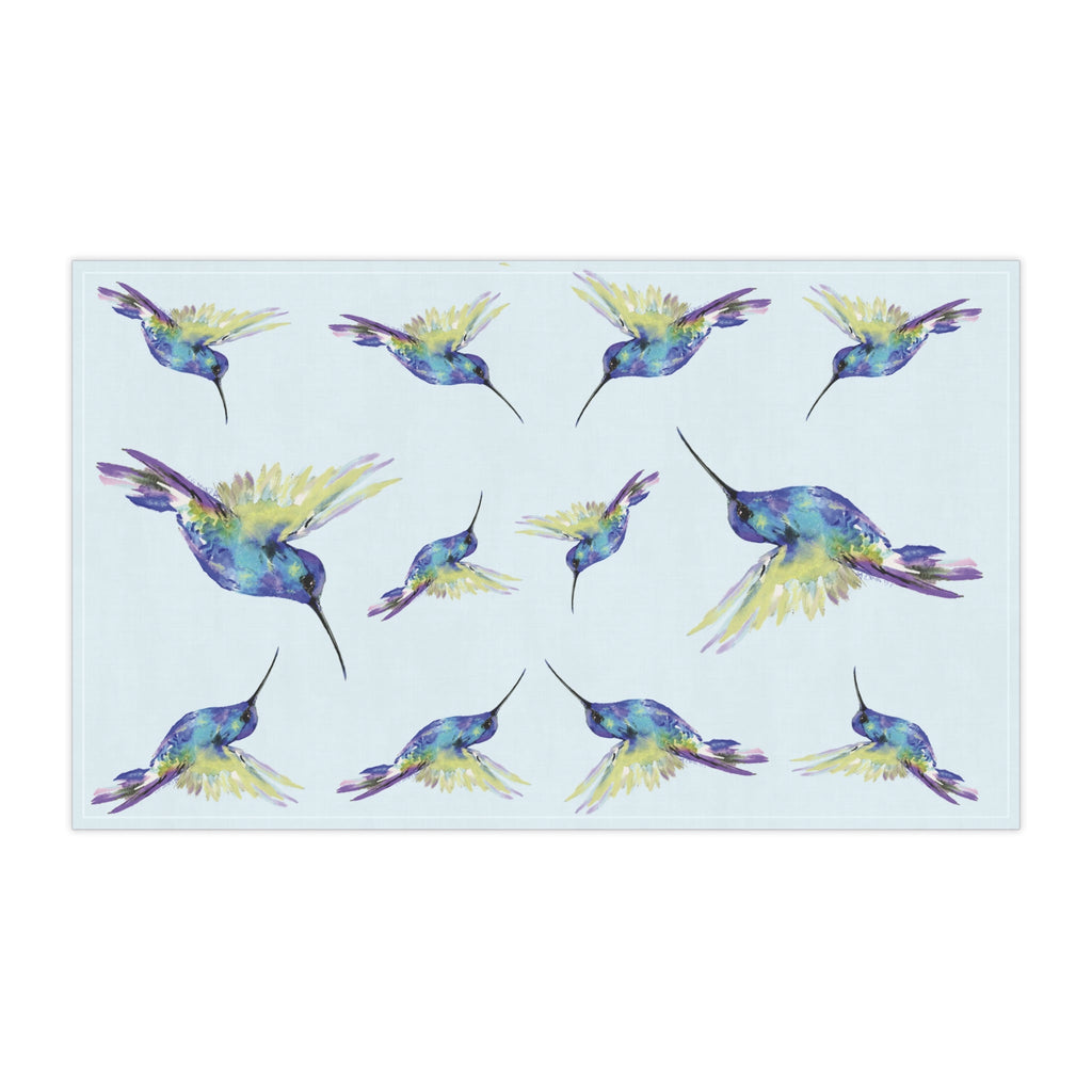 Vibrant Hummingbird Kitchen Linen Tea Towels - Blue Cava