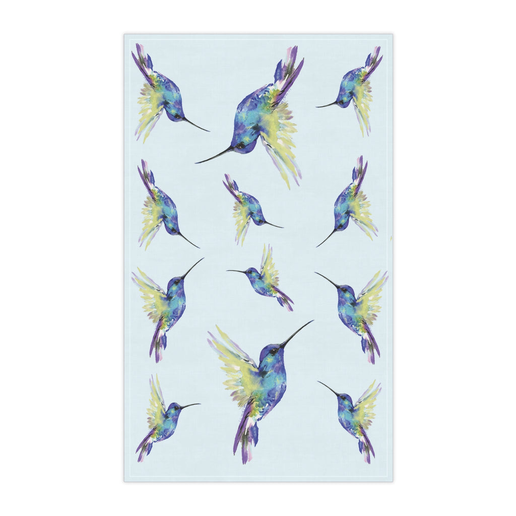 Vibrant Hummingbird Kitchen Linen Tea Towels - Blue Cava