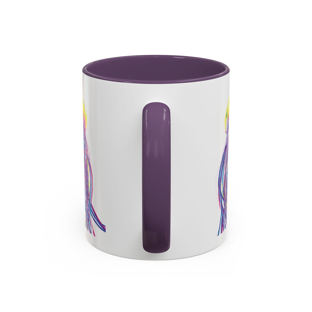 Vibrant Jellyfish Two Tone Ceramic Coffee Mug - Colorful Marine Life Drinkware - Blue Cava