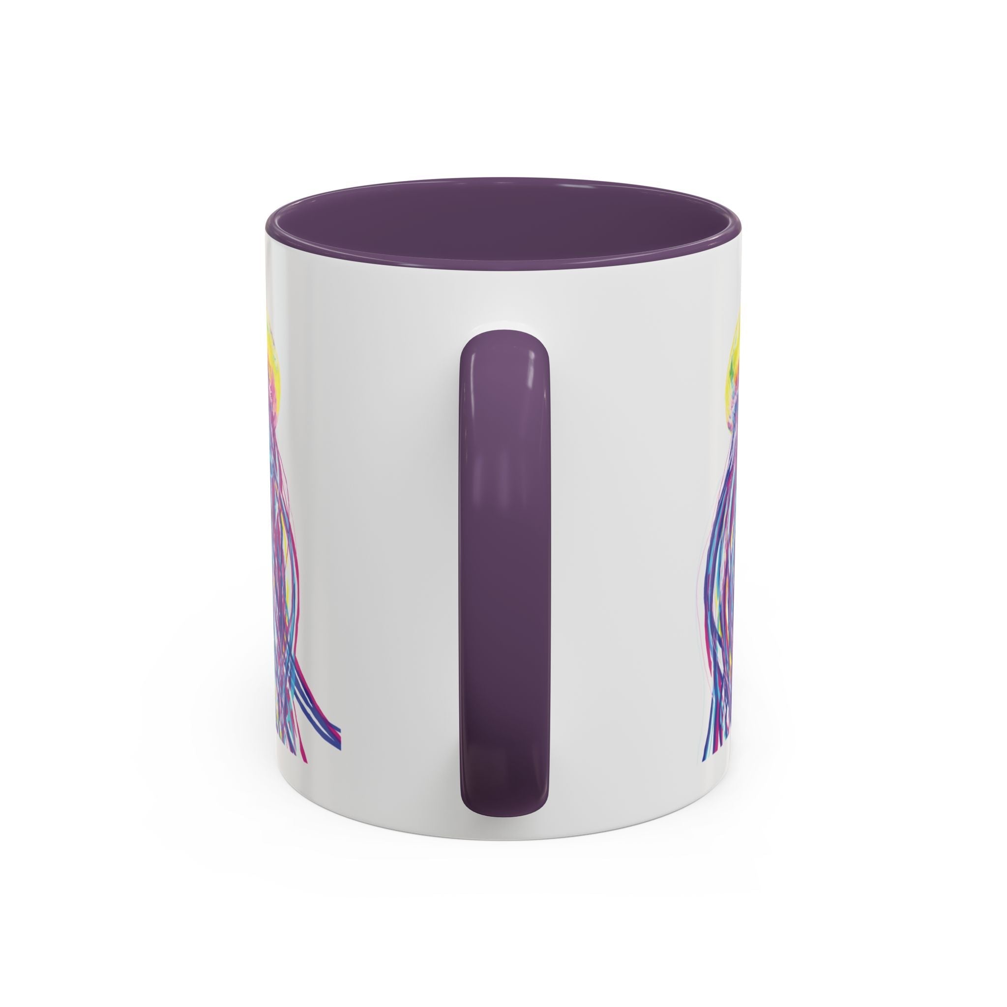 Vibrant Jellyfish Two Tone Ceramic Coffee Mug - Colorful Marine Life Drinkware - Blue Cava