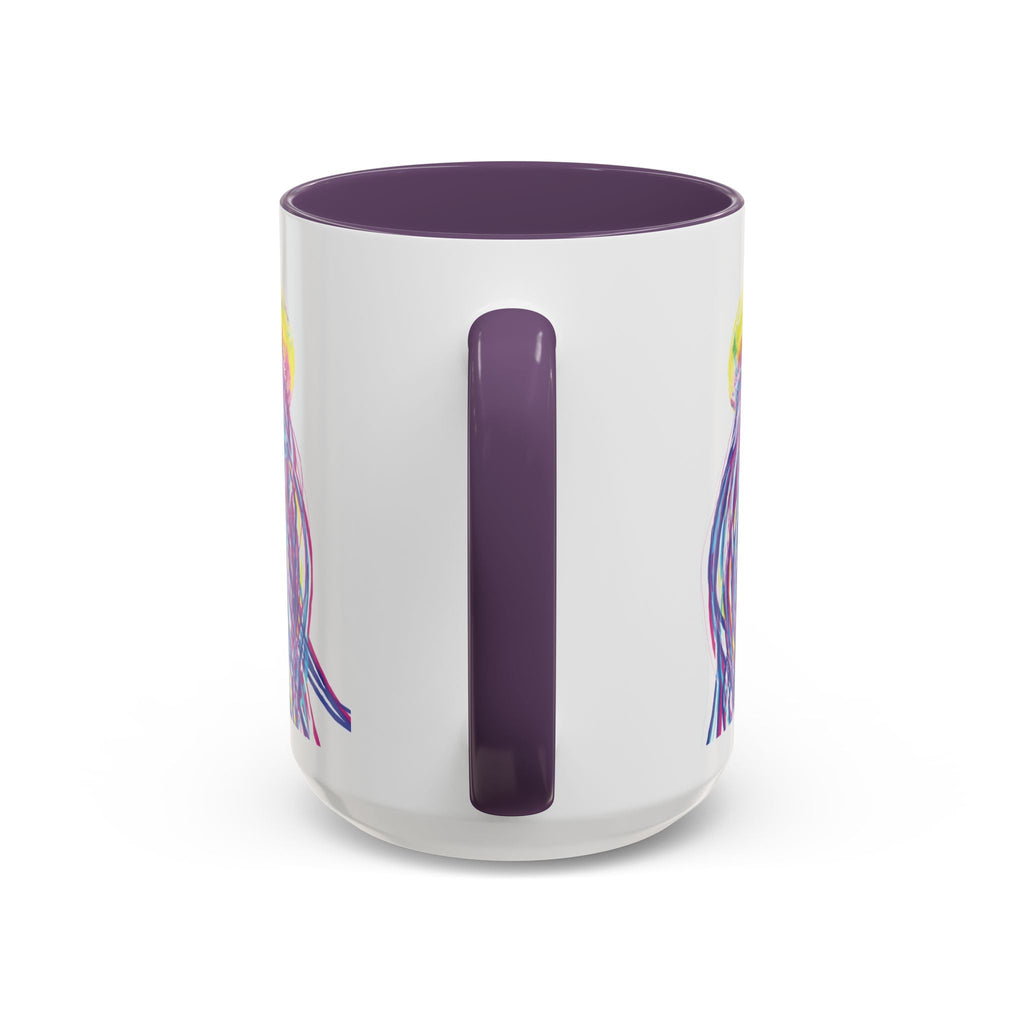 Vibrant Jellyfish Two Tone Ceramic Coffee Mug - Colorful Marine Life Drinkware - Blue Cava