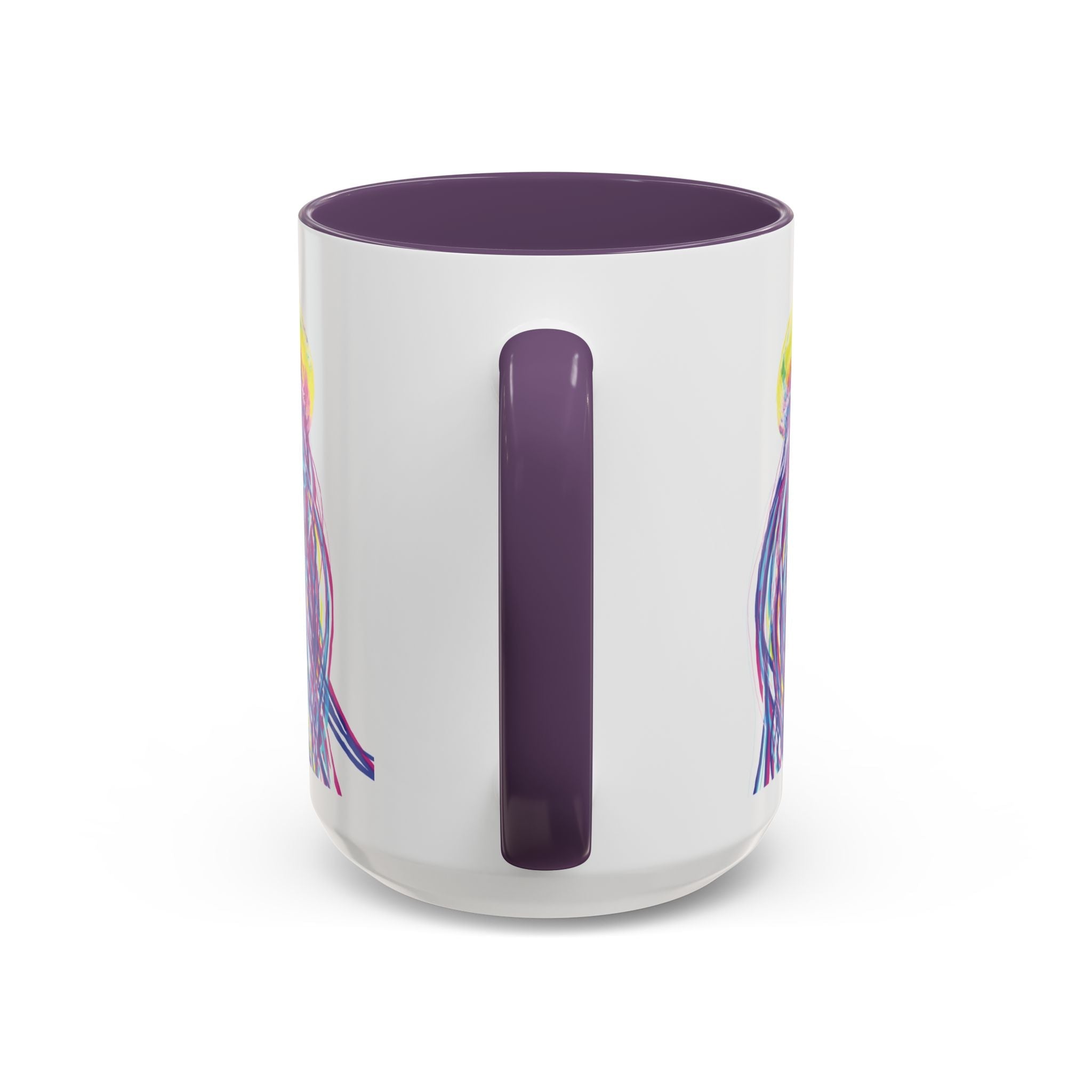 Vibrant Jellyfish Two Tone Ceramic Coffee Mug - Colorful Marine Life Drinkware - Blue Cava